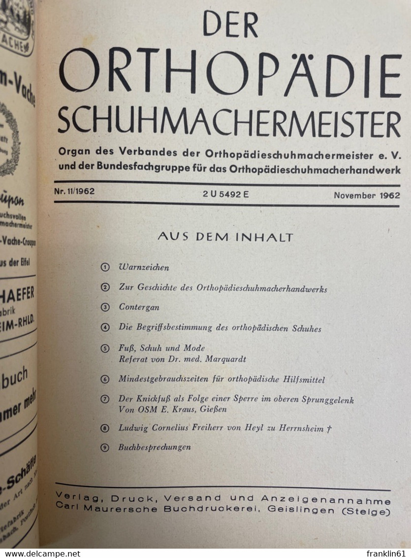 Der Orthopädie Schuhmachermeister. Heft Juni 1962 Bis Dezember 1963 KOMPLETT. - DIY