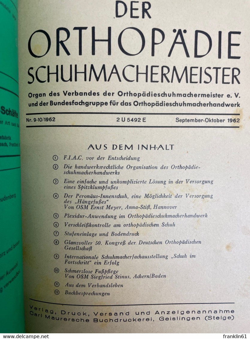 Der Orthopädie Schuhmachermeister. Heft Juni 1962 Bis Dezember 1963 KOMPLETT. - DIY