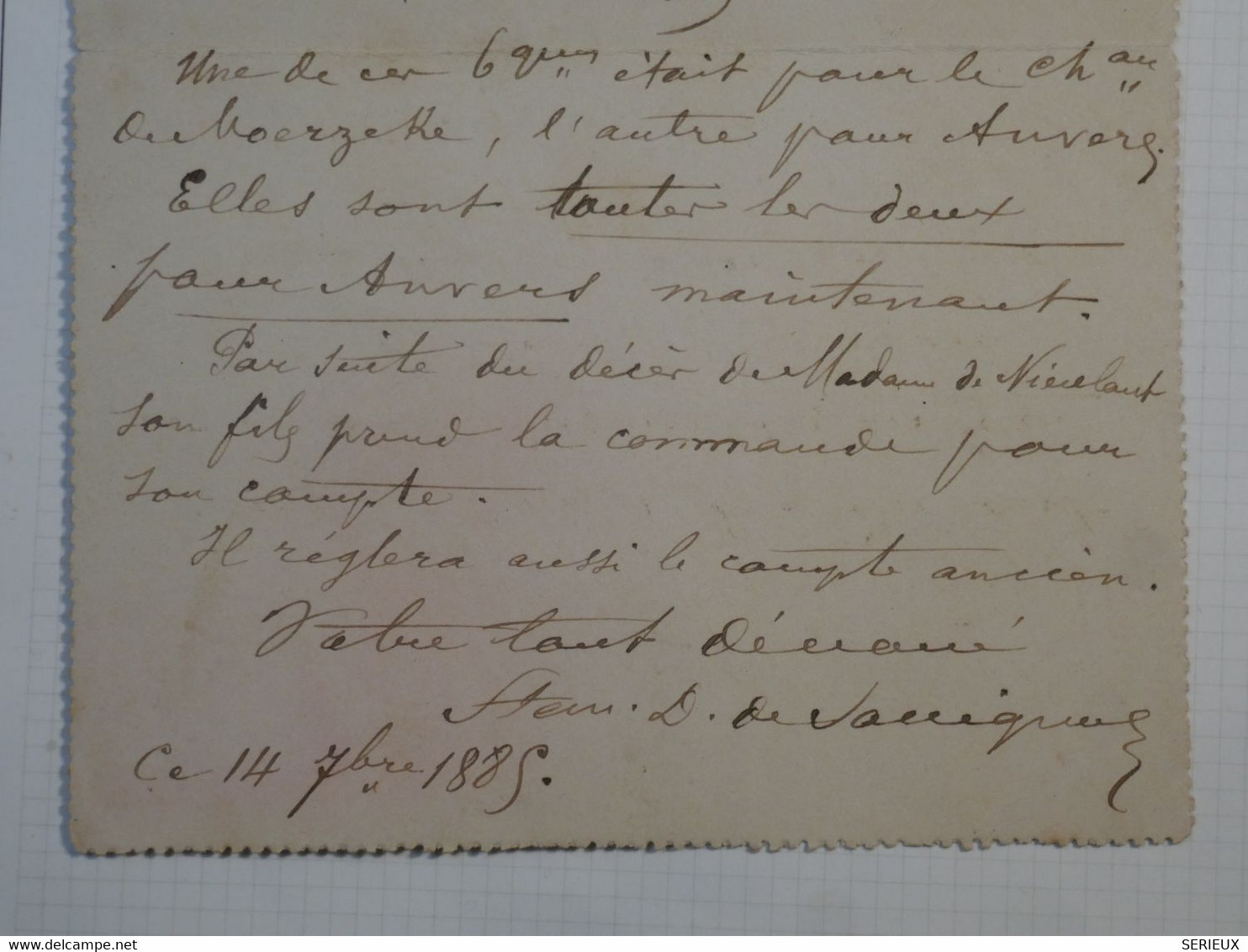 BL16 BELGIQUE  CARTE  LETTRE ENTIER  1885 BRUXELLES A  BORDEAUX FRANCE +40 C DENTELé+  +AFFRANCH. INTERESSANT+ + - Andere & Zonder Classificatie