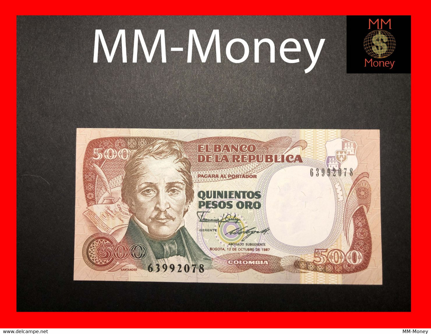 COLOMBIA   500 Pesos  Oro  12.10.1987   P. 431   "printer IBB"    UNC - Colombie