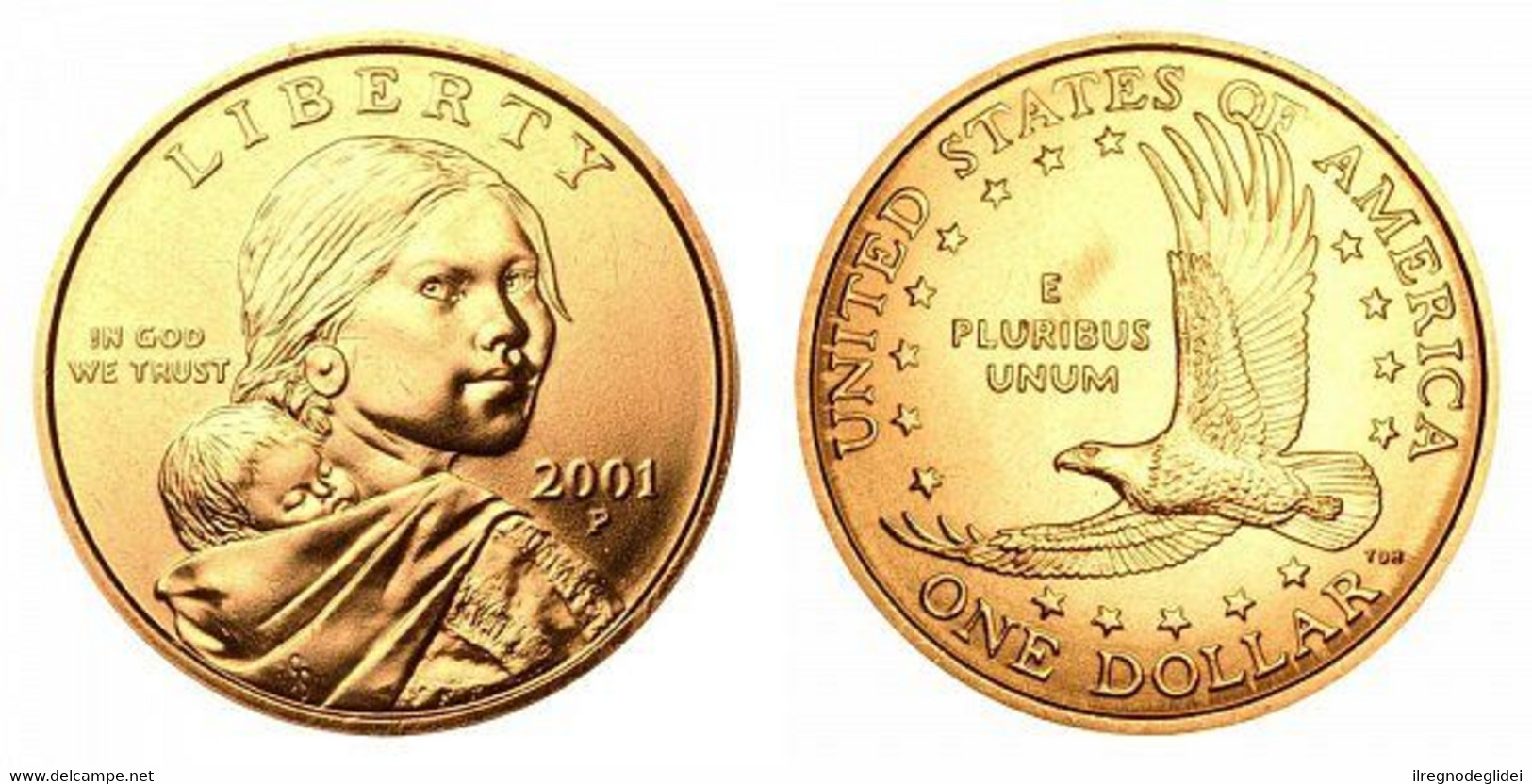 Stati Uniti USA 2001 P Sacagawea Dollar Golden Dollar - 2000-…: Sacagawea