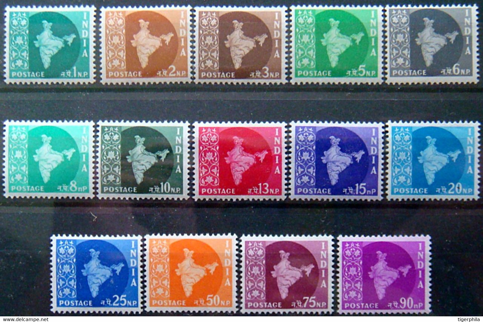 INDIA 1957 Map COMPLETE SET MLH Watermark : Star - Neufs