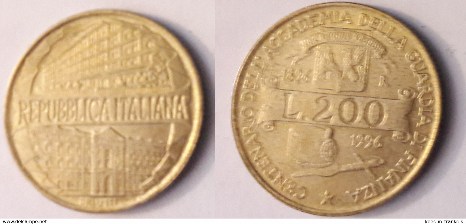 Italie - Italia  200 Lire 1996 - Centenaire De La Guardia Di Finanza 1896-1996 - 200 Lire