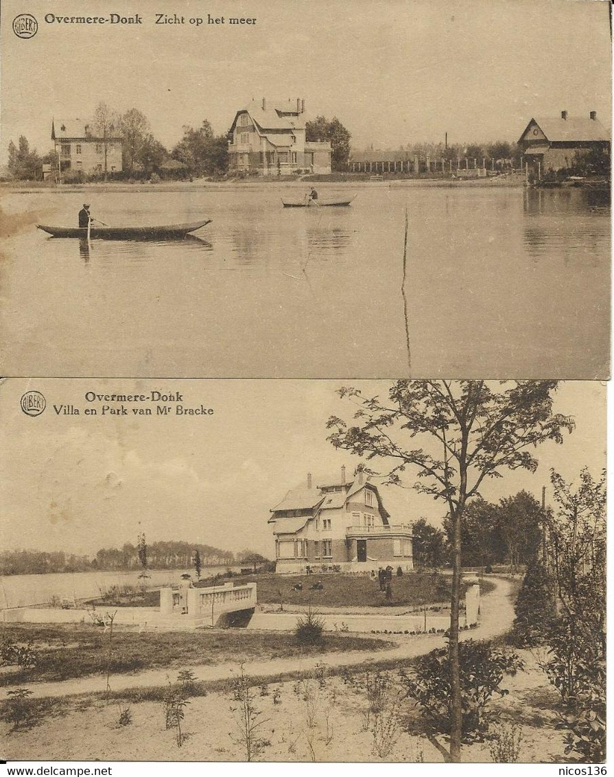 OVERMEIRE-DONCK   2 CARTES  ZICHT OP HET MEER  ET  VILLA BRACKE - Berlare