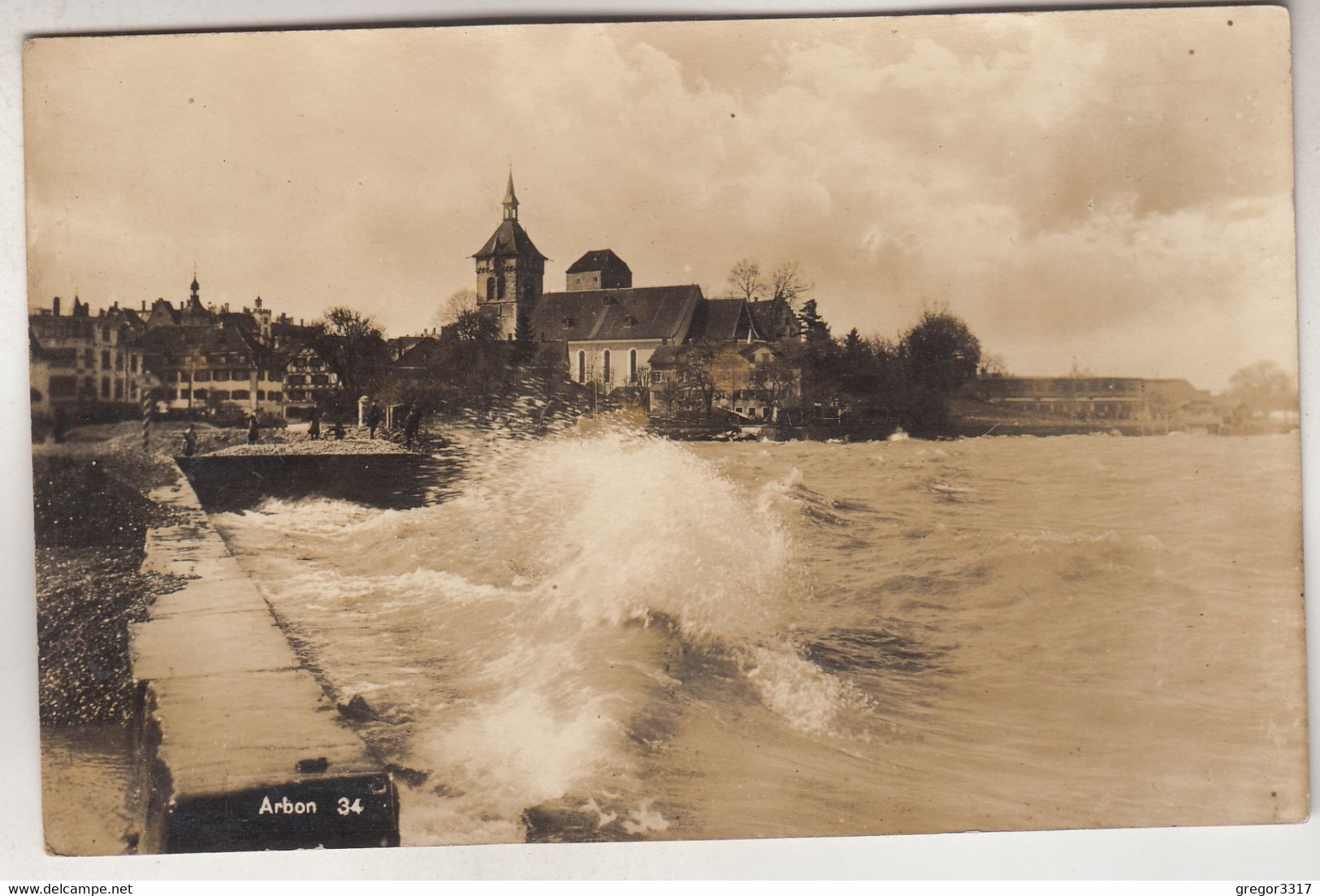 C3169) ARBON - Brandung - Tolle Alte Ansicht - Kirche Häuser Starke Wellen 1930 - Arbon