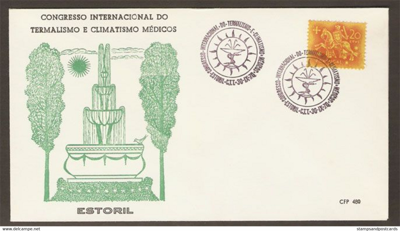 Portugal Congrès International De Thermalisme Cachet Commemoratif Estoril 1970 Event Postmark Hydrotherapy Congress - Bäderwesen