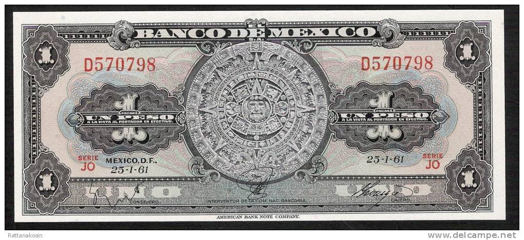 MEXICO   P59g   1 PESO  1961 #JO      UNC. - Mexique