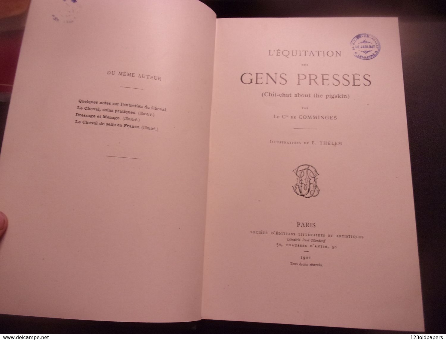 ️ 1901 COMTE DE COMMINGES L'équitation des gens pressés (chit-chat about the pigskin) CHASSE A COURRE DESSINS DE THELEM