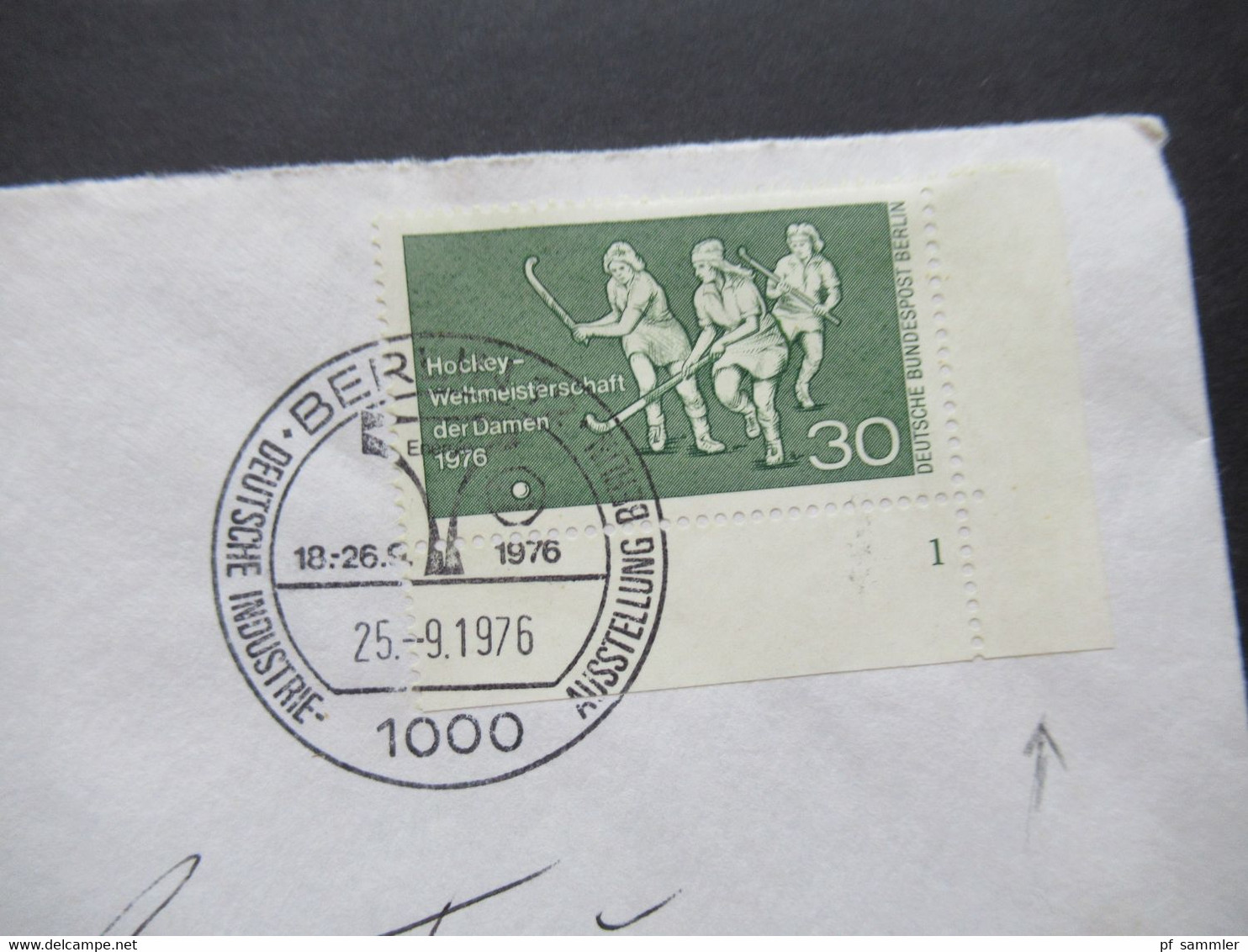 Berlin (West) 1976 Hockey Weltmeisterschaft Der Damen Nr.521 EF Eckrandstück Unten Rechts Mit Formnummer 1 - Storia Postale