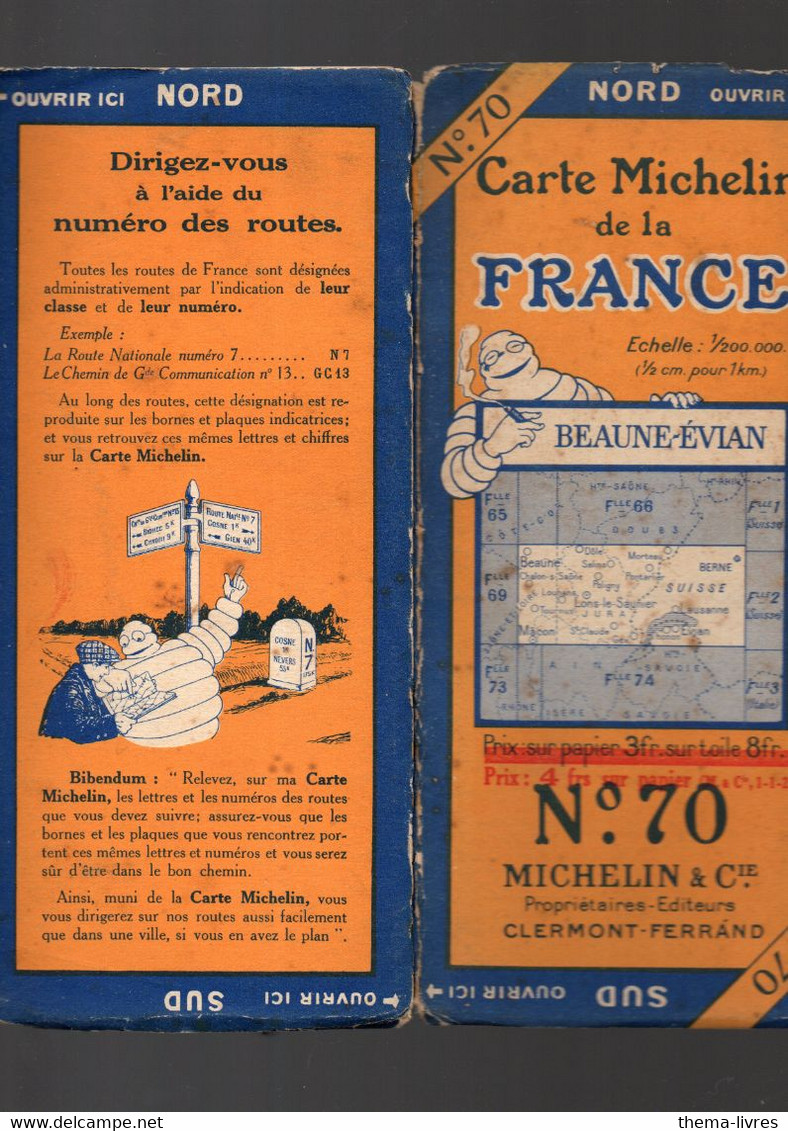 Carte Michelin N°70 Beaune-Evian  (2550-11)  (M4920) - Cartes Routières