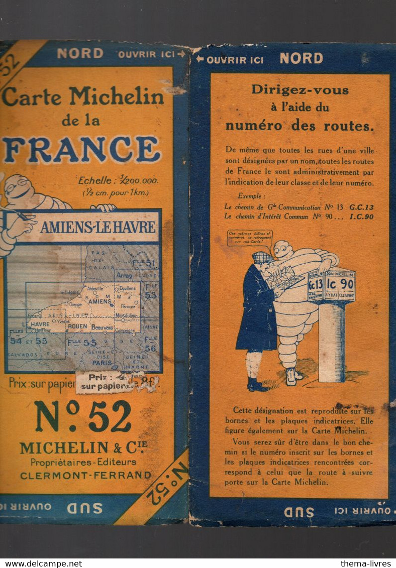 Carte Michelin N°52 Amiens-Le Havre (2650-18) (M4925) - Cartes Routières