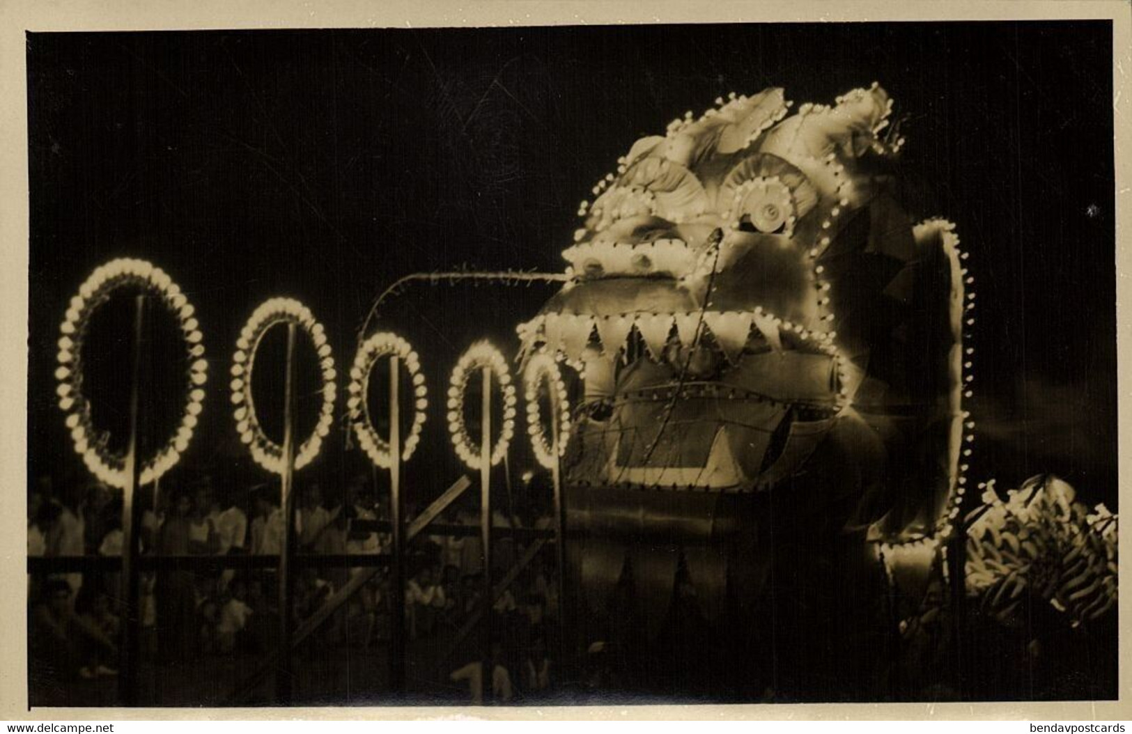 Singapore, Chingay Parade, Dragon Dance (1950s) RPPC Postcard (2) - Singapour