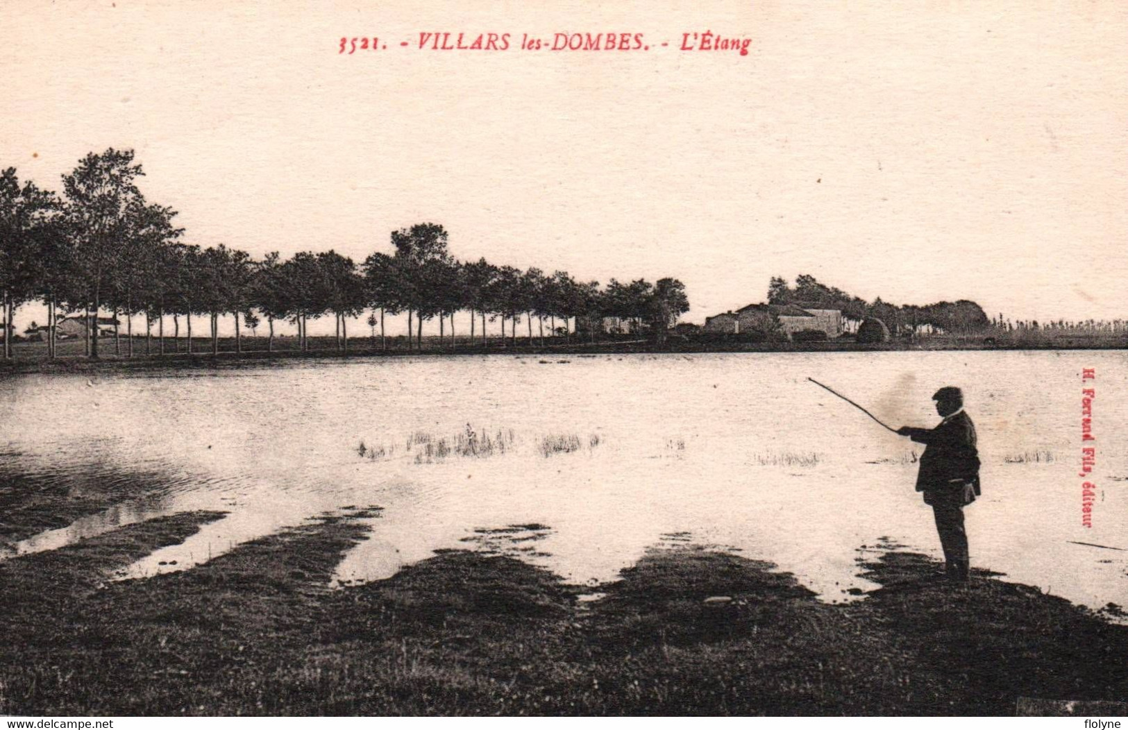 Villars Les Dombes - L'étang - Pêcheur Pêche à La Ligne - Villars-les-Dombes