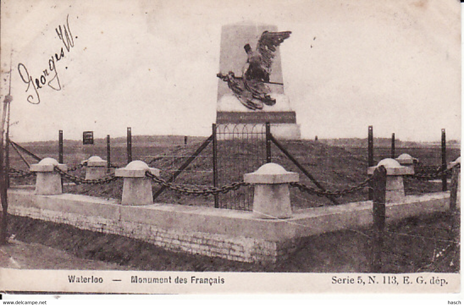 1656147Waterloo, Monument Des Francais 1906 (rechts Onder Een Vouw) 2 Kaarten1656148Waterloo, Monument Des Francais - Waterloo
