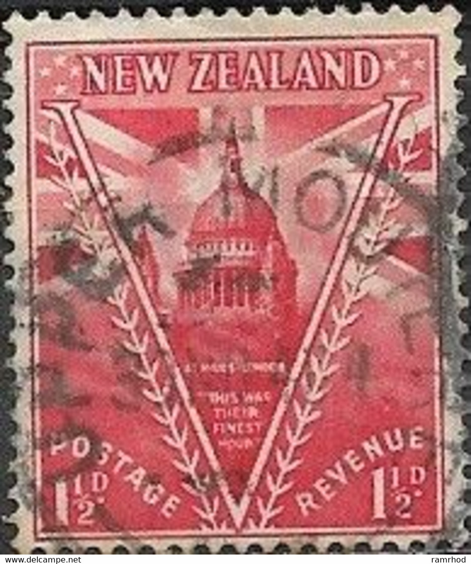 NEW ZEALAND 1946 Peace Issue - 11/2d. St Paul's Cathedral FU - Usados