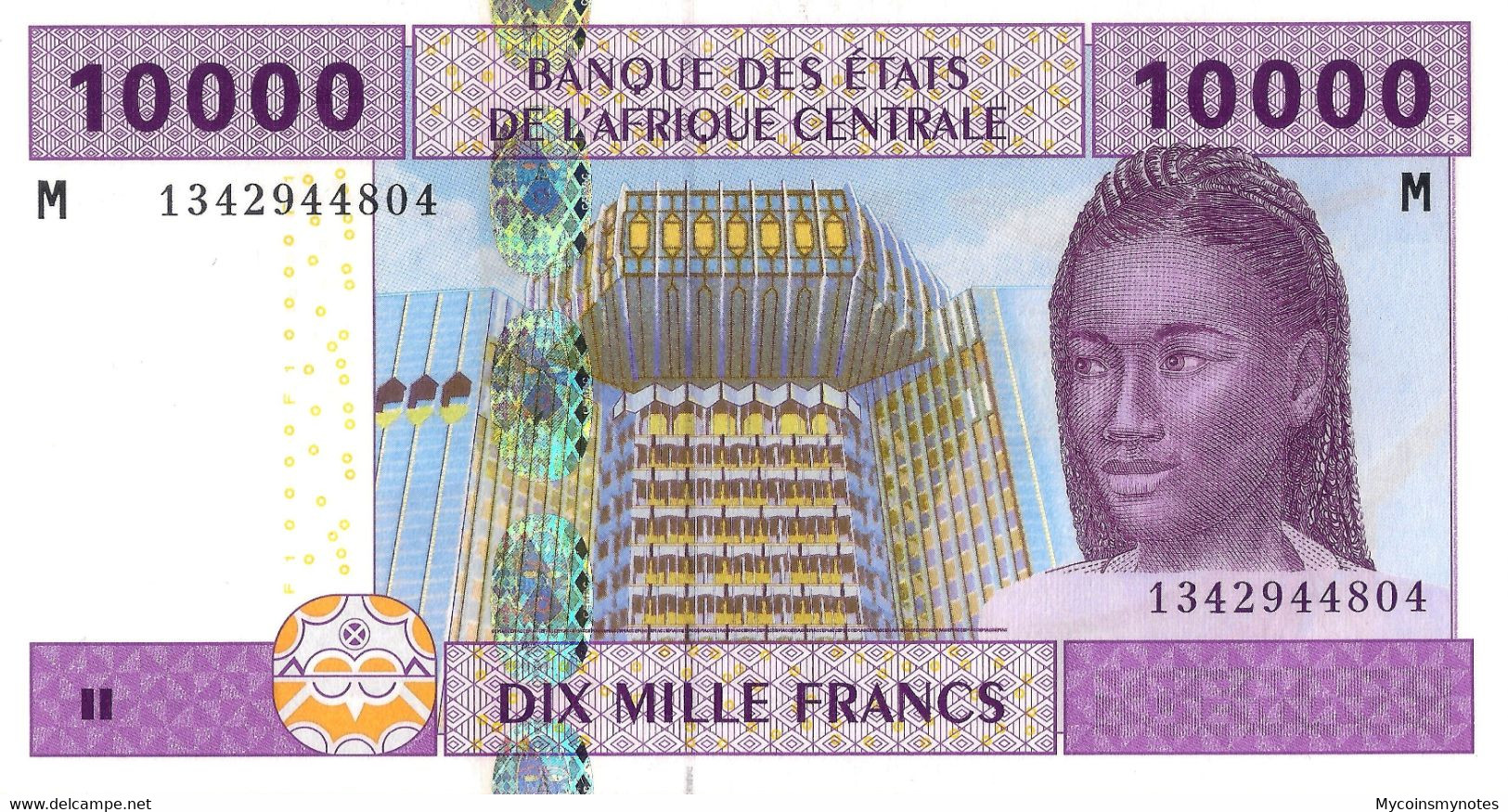 Central African States, Central African Republic Code (M), 10000 Francs, 2002, P-New, (Not Listed In Catalog) UNC - Central African Republic