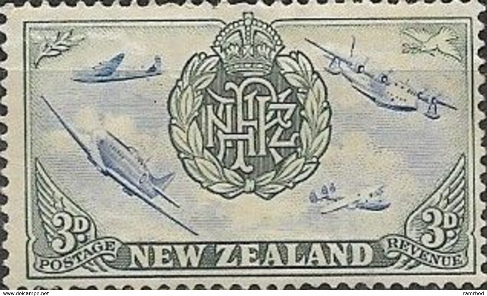 NEW ZEALAND 1946 Peace Issue - 3d. RNZAF Badge And Aeroplanes MH - Unused Stamps