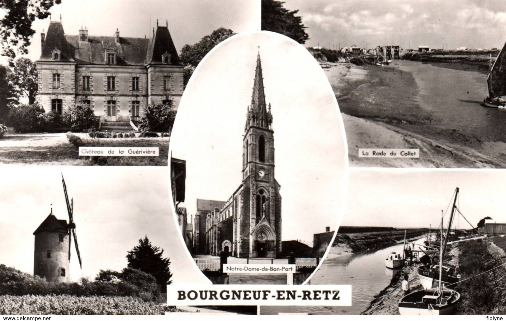 Bourgneuf En Retz - Souvenir Du Village - Cp 5 Vues - Molen Moulin à Vent - Bourgneuf-en-Retz