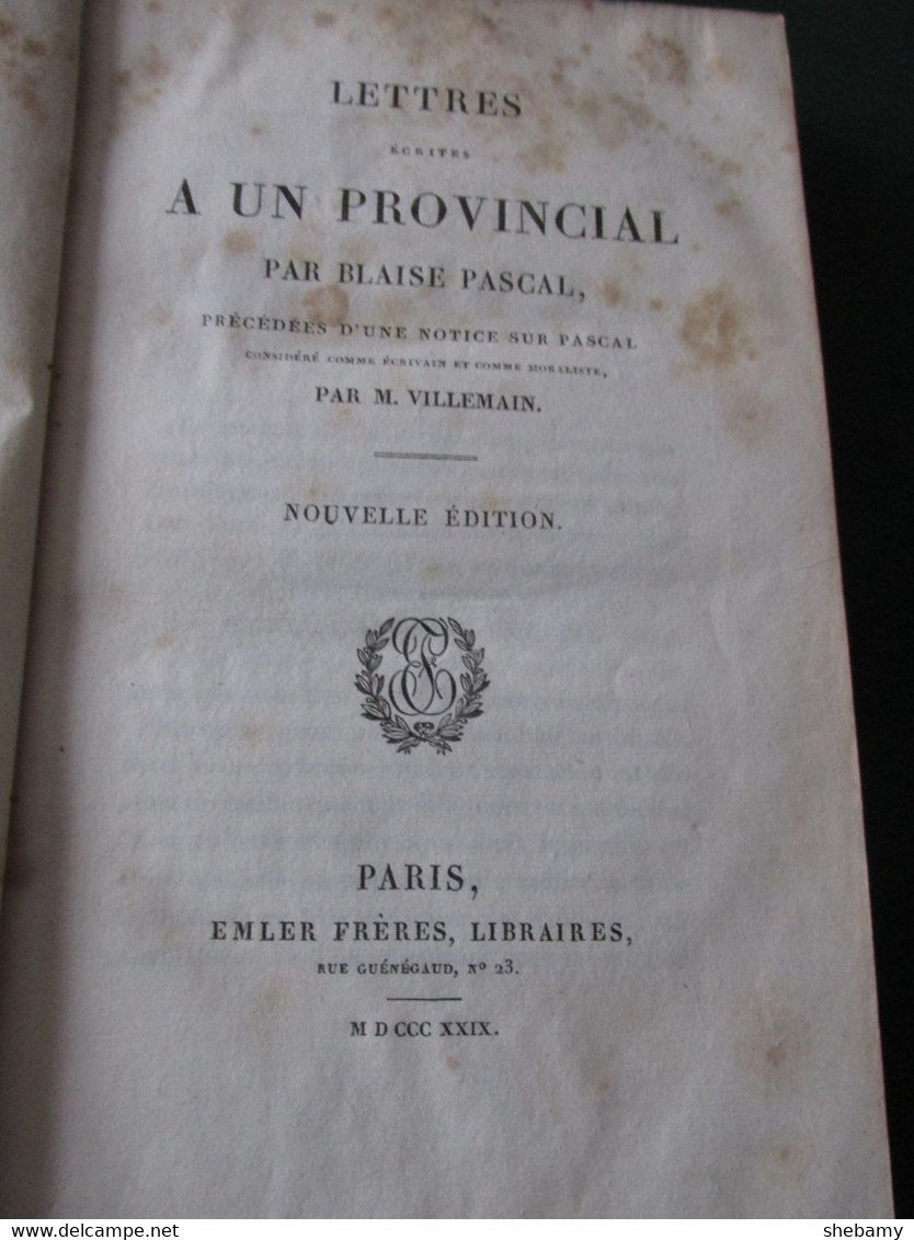 Lettres écrites A Un Provincial - 1801-1900