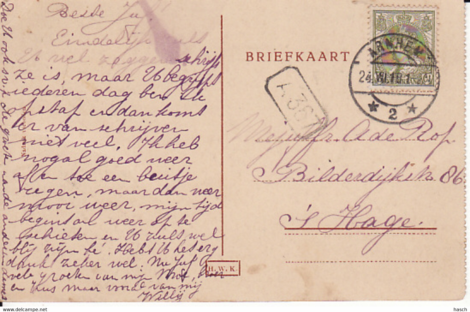 1947122Velp, Bedriegertjes Roozendaal 1918  (mooie Langebalk Stempel 2 Sterren 2) (linksboven Een Kleine Vouw) - Velp / Rozendaal