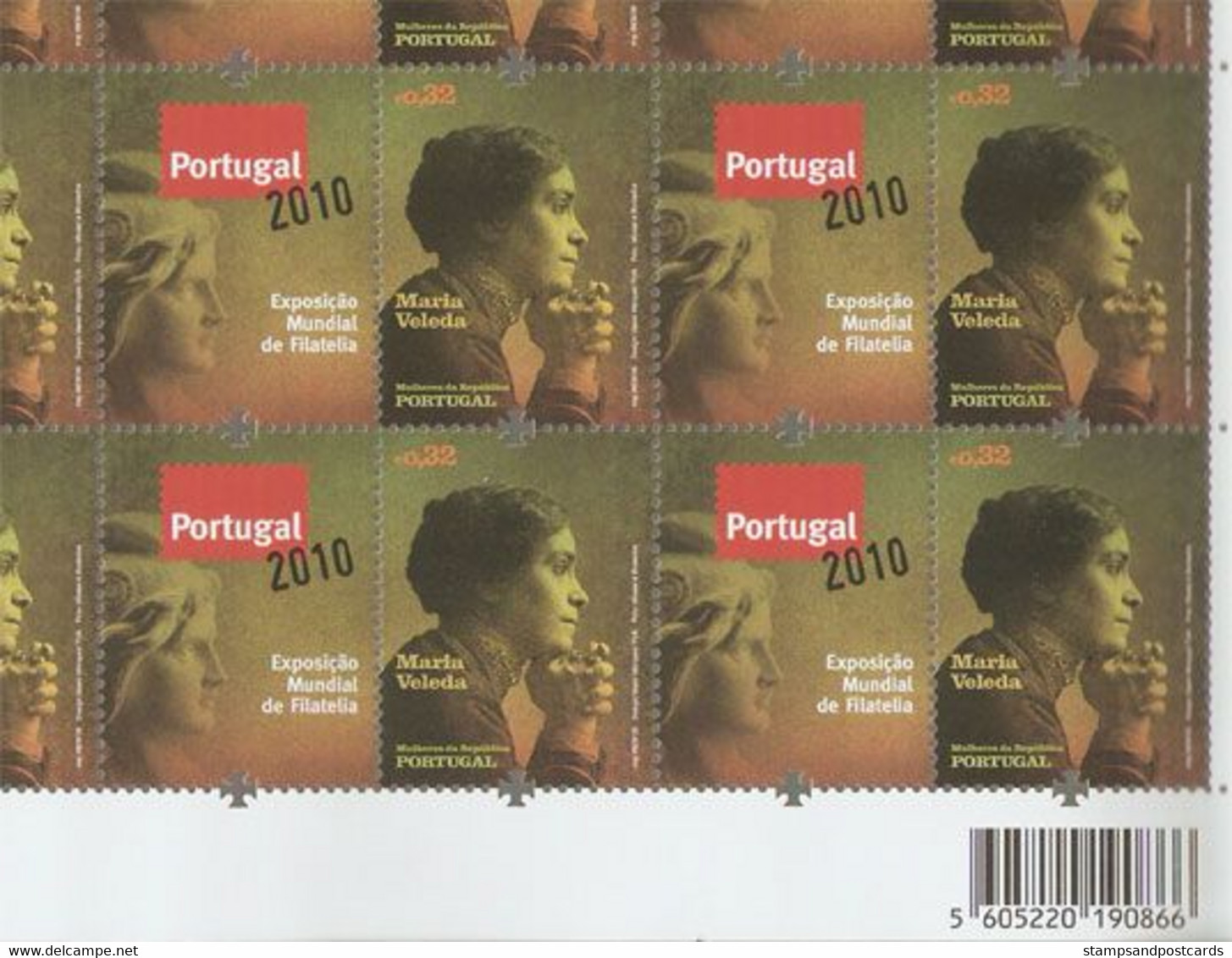 Portugal Femmes Remarquable 1ère République Feuille Cpl. Timbre Vignette Corporate 2009 ** Remarkable Women Stamp + Tab - Ganze Bögen