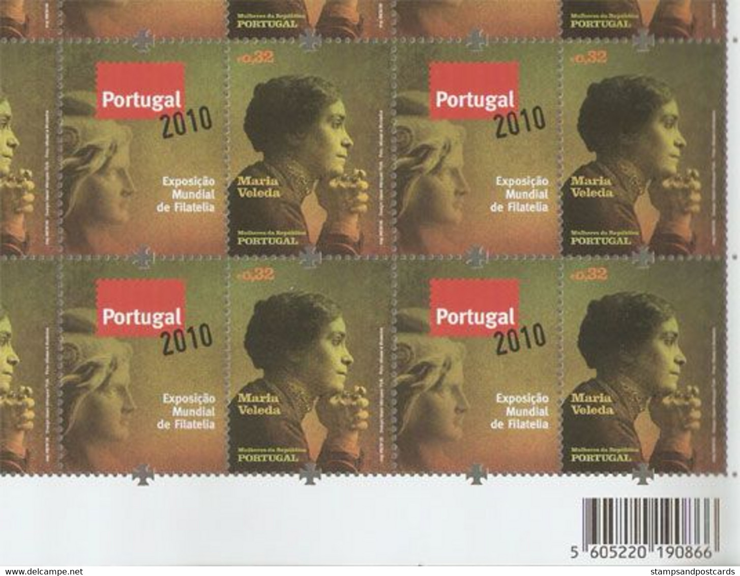 Portugal Femmes Remarquable 1ère République Feuille Cpl. Timbre Vignette Corporate 2009 ** Remarkable Women Stamp + Tab - Full Sheets & Multiples