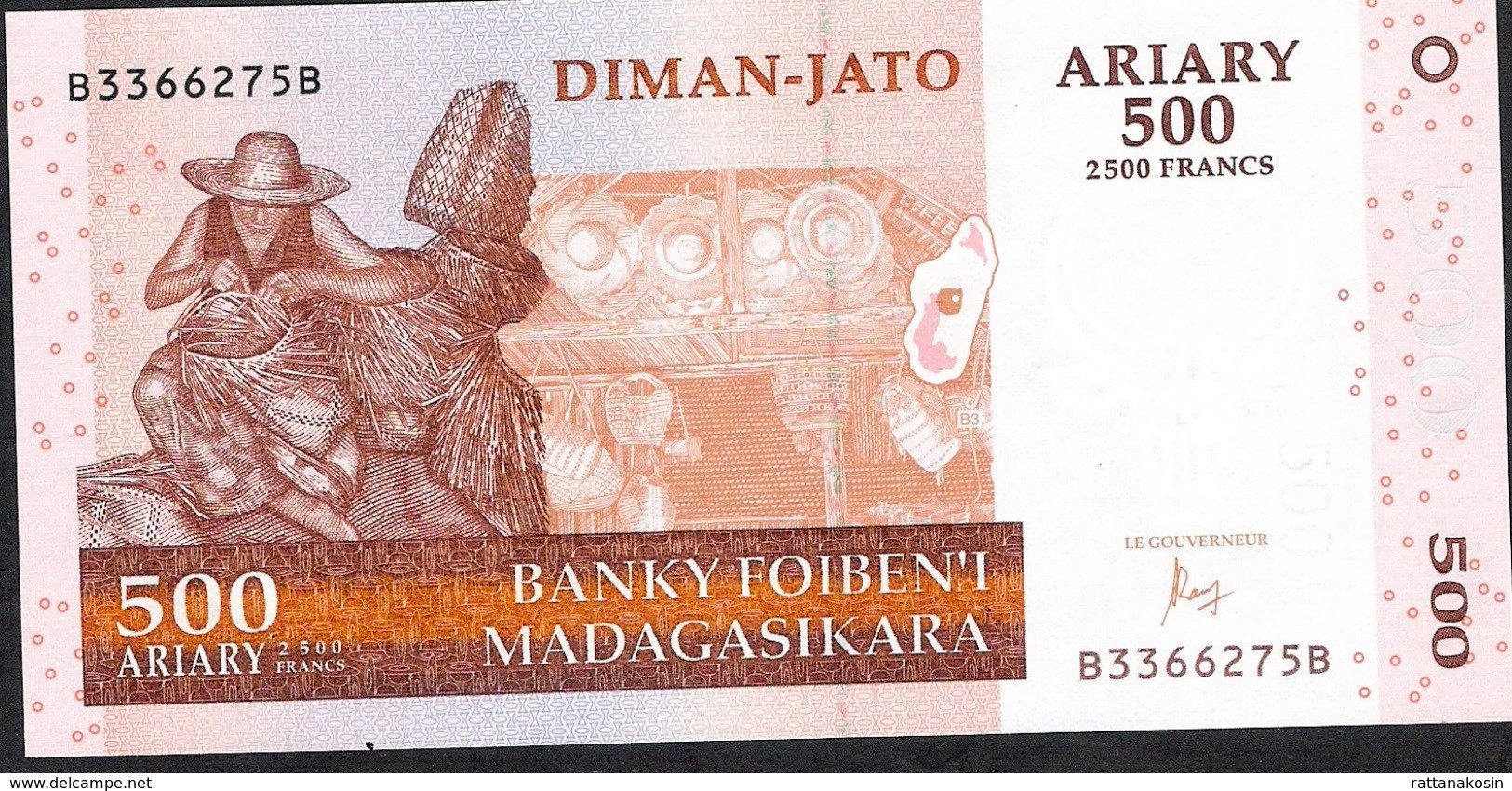 MADAGASCAR P88d 500 ARIARY  2004  # B/B  Signature 7 Issued 2016 UNC. - Madagascar