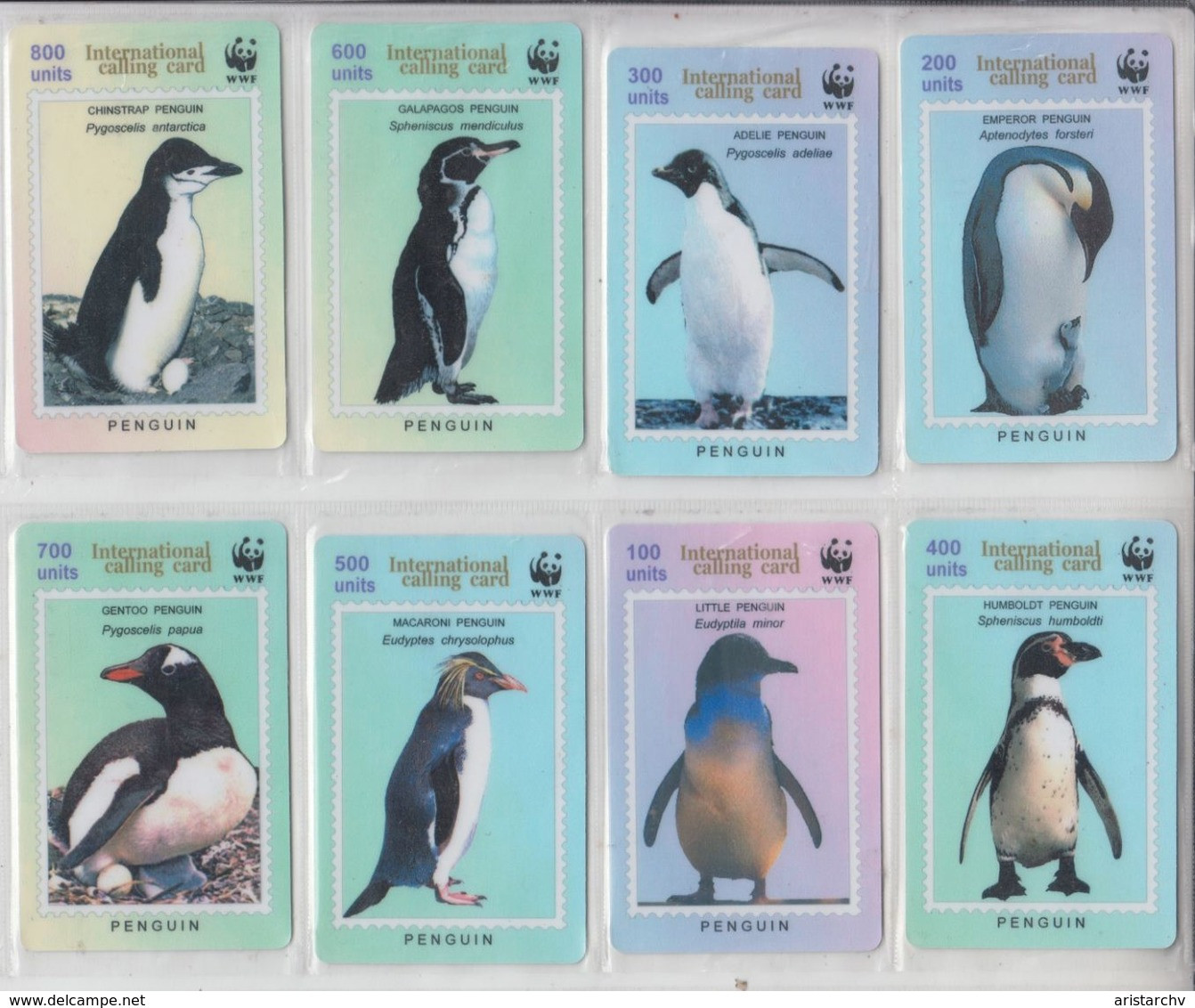 CHINA WWF BIRDS PENGUIN SET OF 8 PHONE CARDS - Pinguïns & Vetganzen