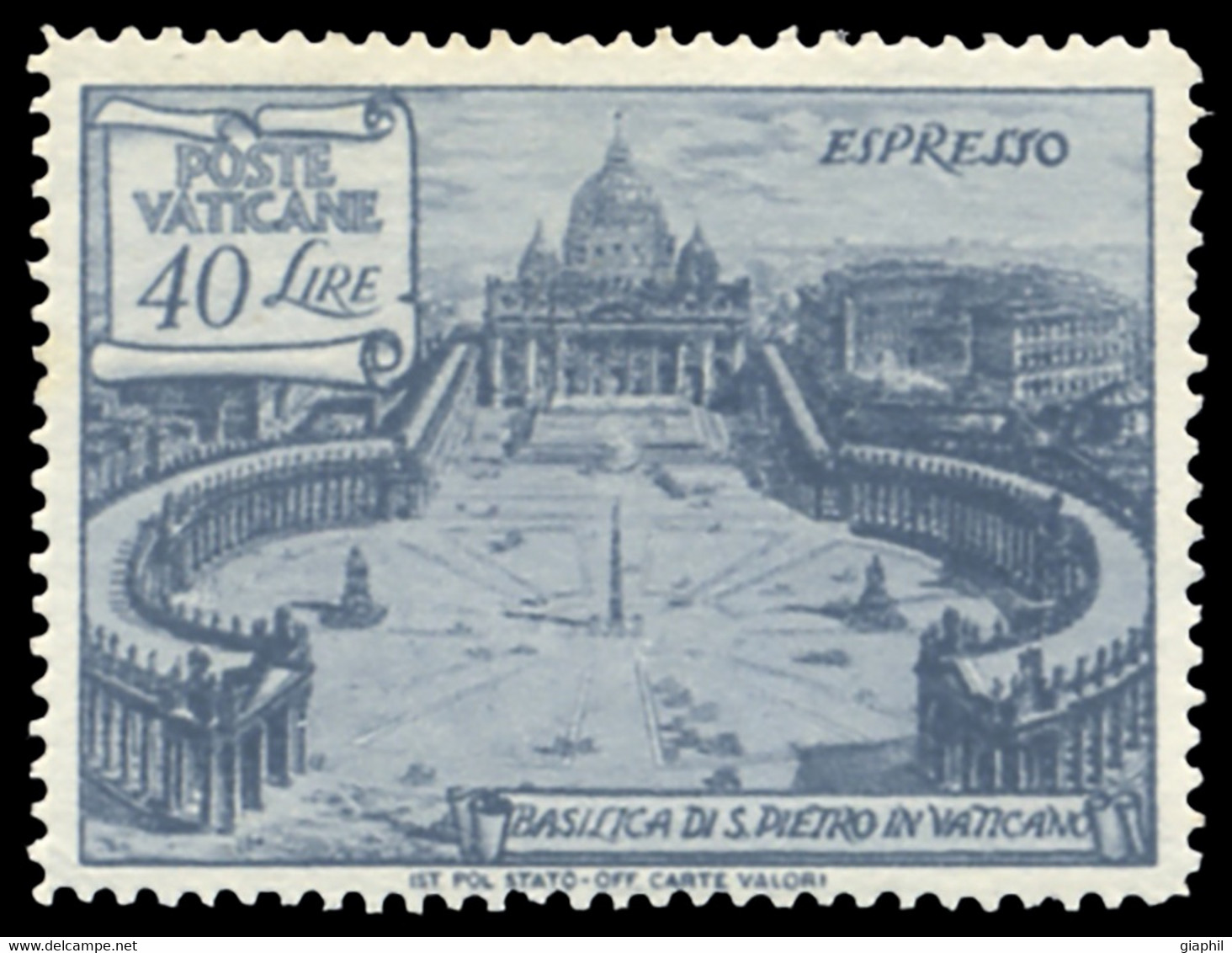 VATICANO 1949 BASILICHE ESPRESSO 40 LIRE (Sass. 11) NUOVO INTEGRO ** OFFERTA! - Eilsendung (Eilpost)