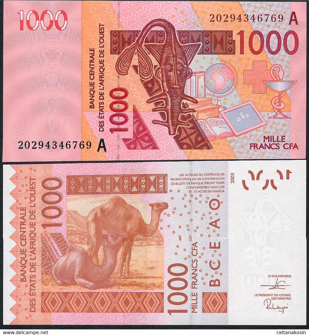 W.A.S. P115At 1000 FRANCS (20)20 2020 Signature 44     UNC. - Côte D'Ivoire