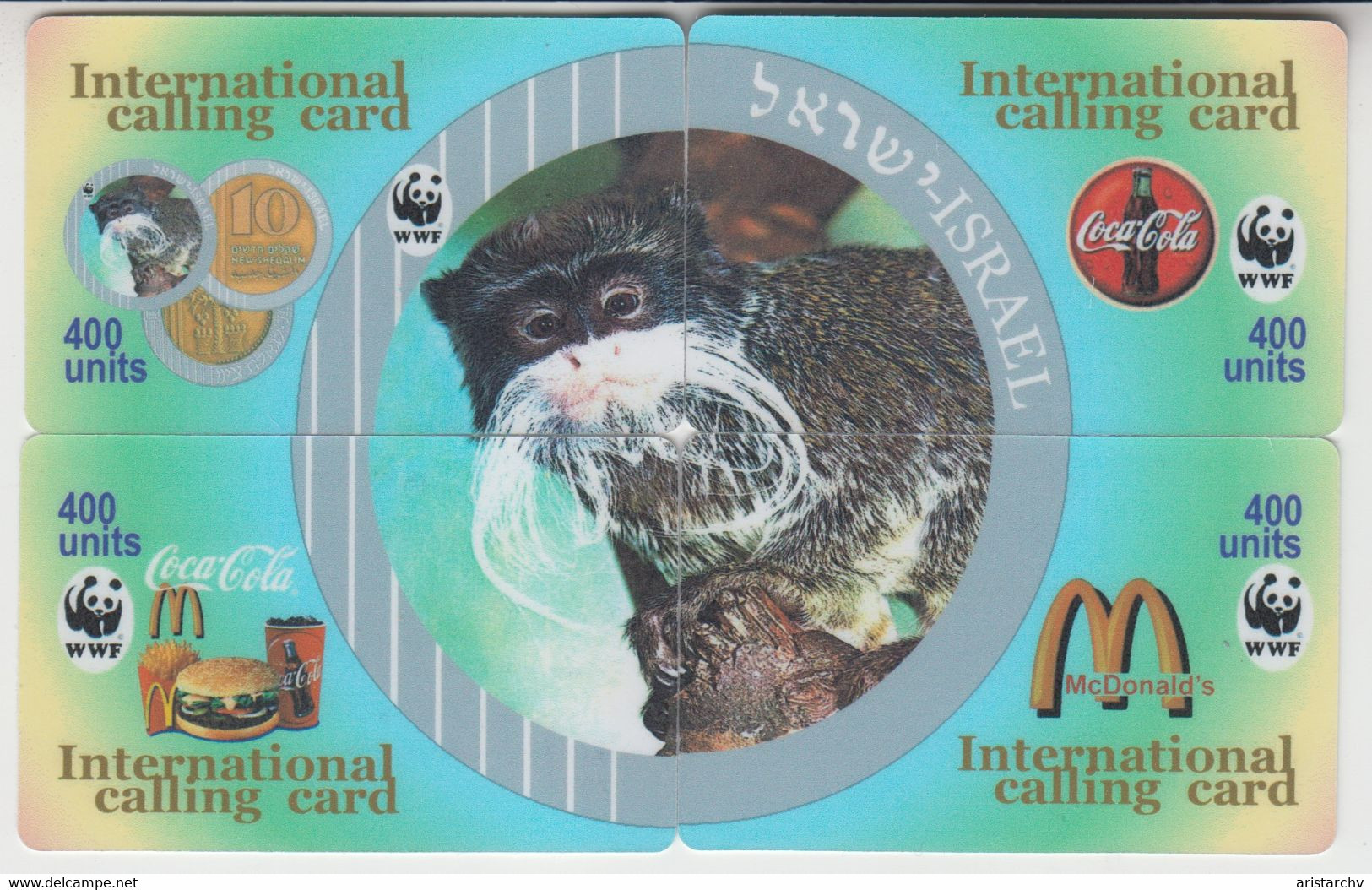 CHINA WWF MONKEY CAPUCHIN PUZZLE OF 4 CARDS - Selva