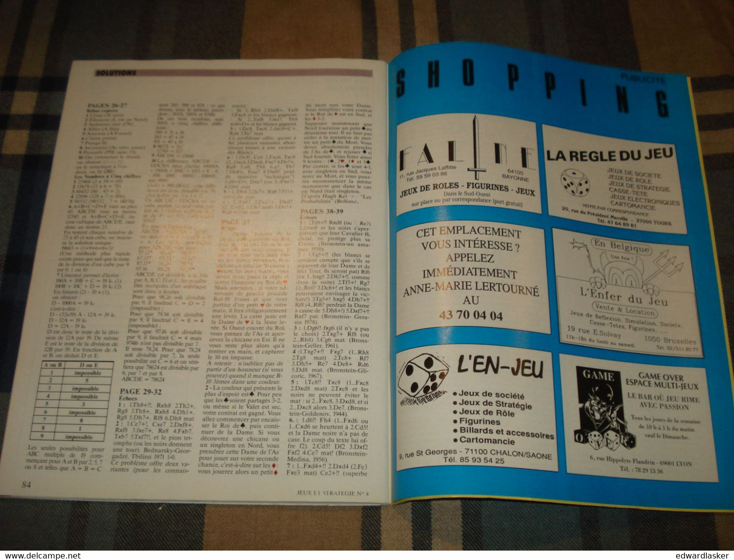 Revue JEUX ET STRATEGIE N°4 - 1990 - échecs, Cluedo, Jeux De Rôle, Etc - Juegos De Representaciones