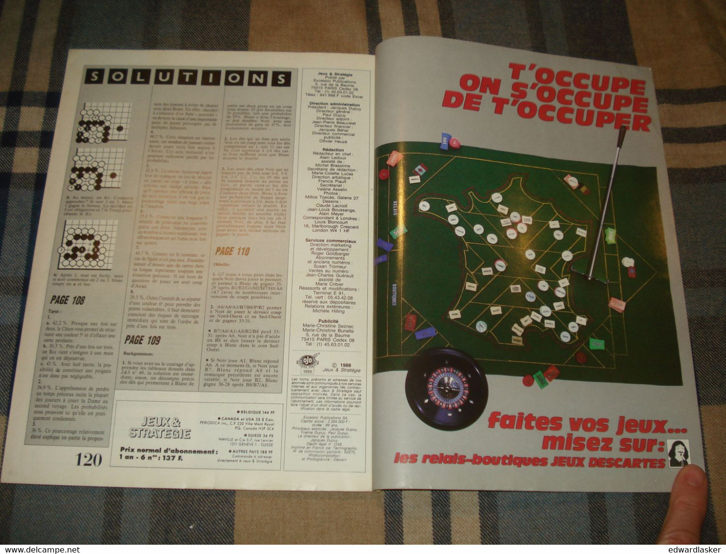 Revue JEUX ET STRATEGIE N°50 - 1988 - échecs, Jeux De Rôle, Go, Scrabble, Etc - Juegos De Representaciones