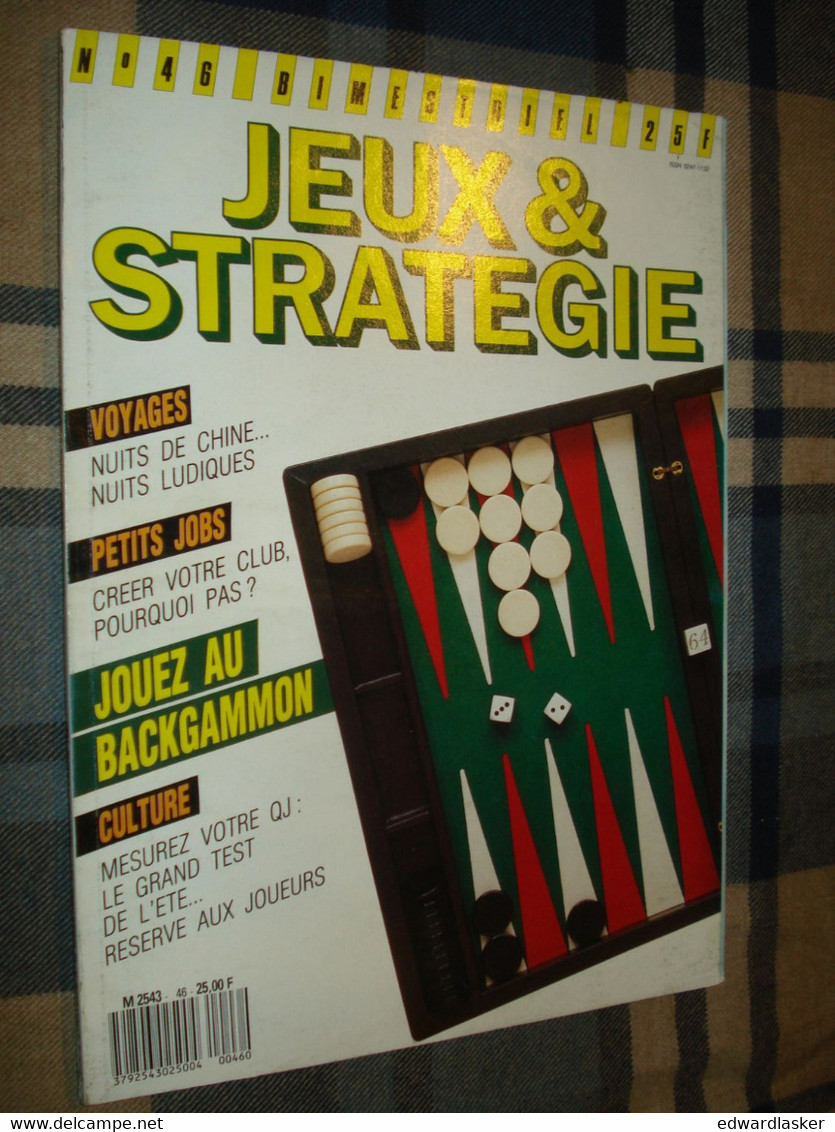 Revue JEUX ET STRATEGIE N°46 - 1987 - échecs, Backgammon, Etc - Juegos De Representaciones