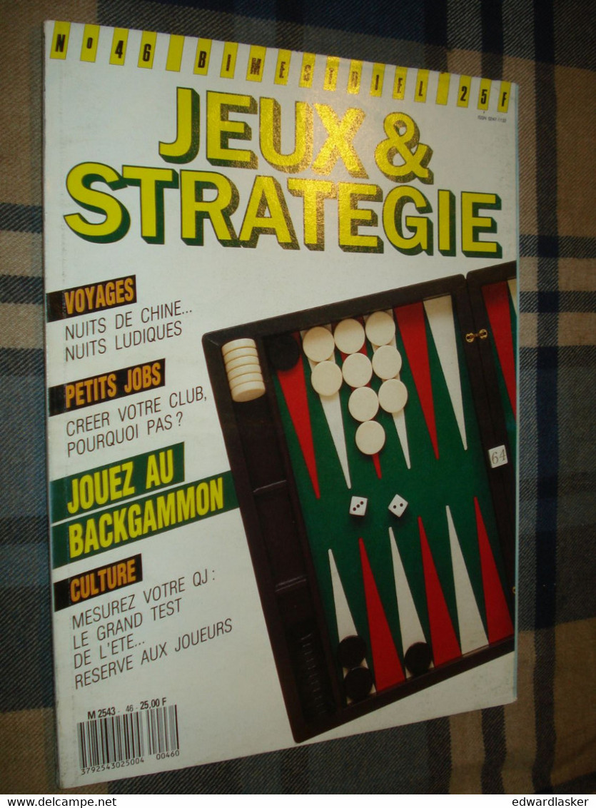 Revue JEUX ET STRATEGIE N°46 - 1987 - échecs, Backgammon, Etc - Plays Of Role