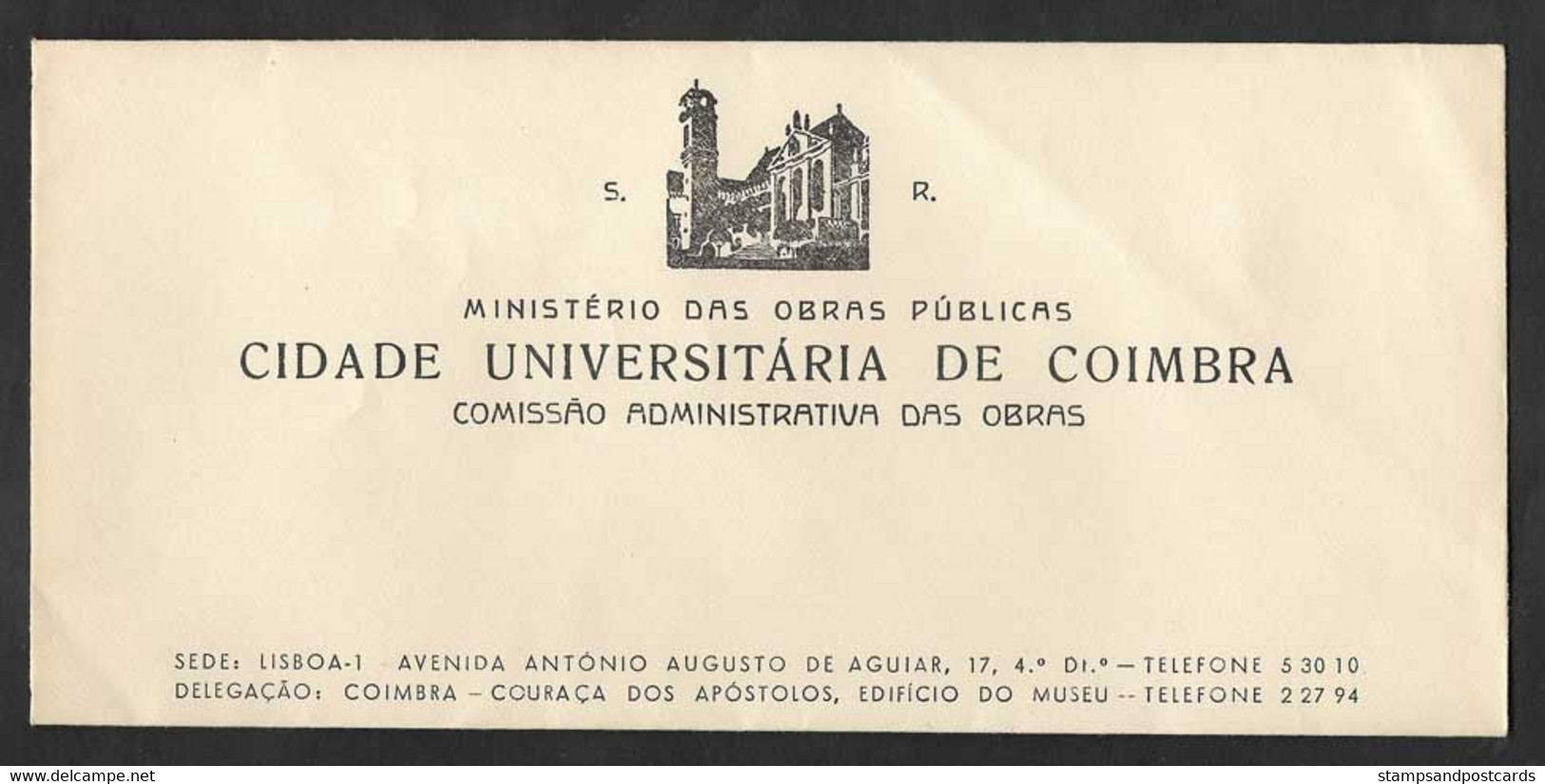 Portugal Entière Lettre Officielle SR Cité Universitaire Coimbra Comisssion Des Travaux Official Letter Stationery Cover - Briefe U. Dokumente