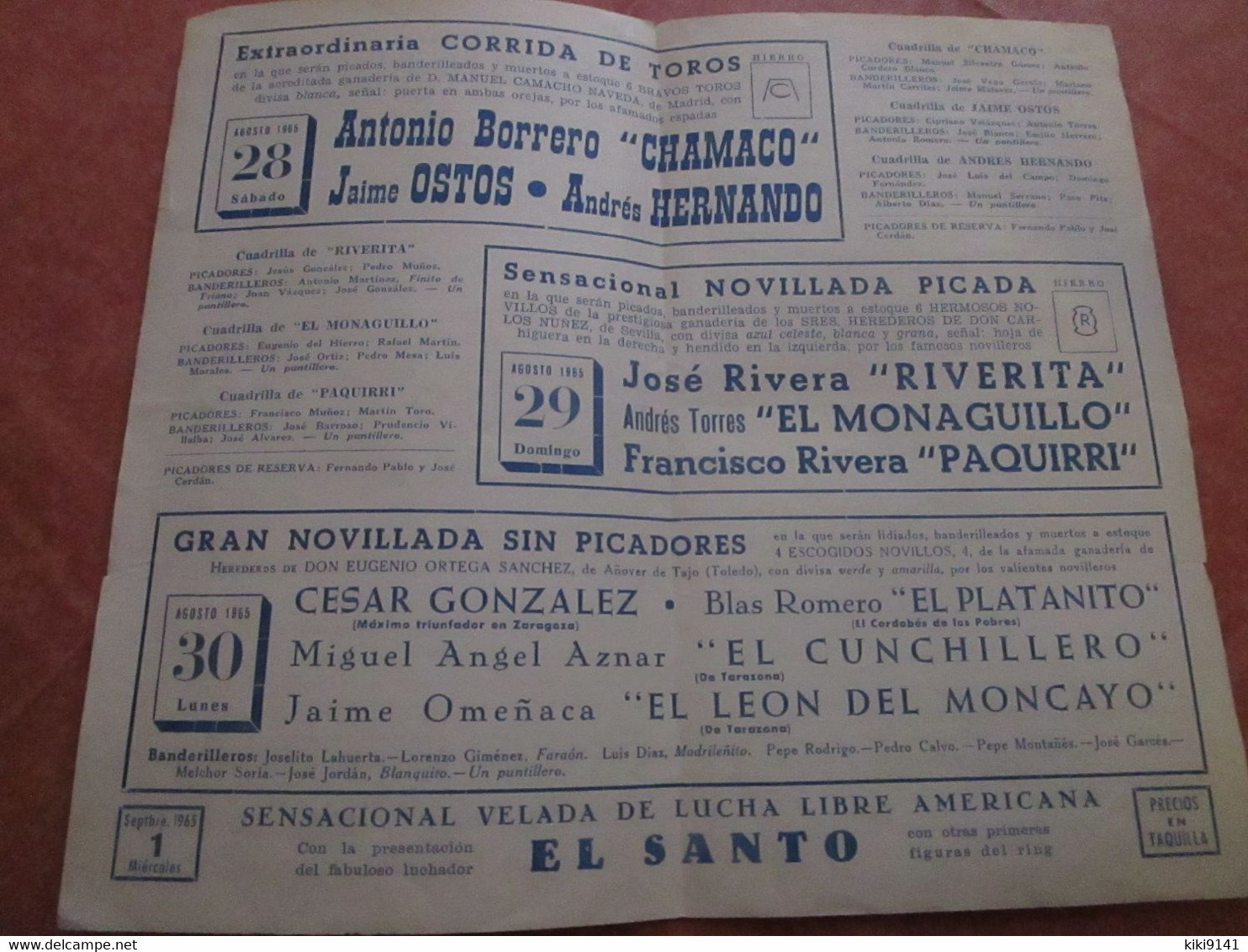 Toros De TARAZONA - Tres Grandes Acontecimientos - 28, 29 Y 30 Agosto 1965 (programme) - Programme