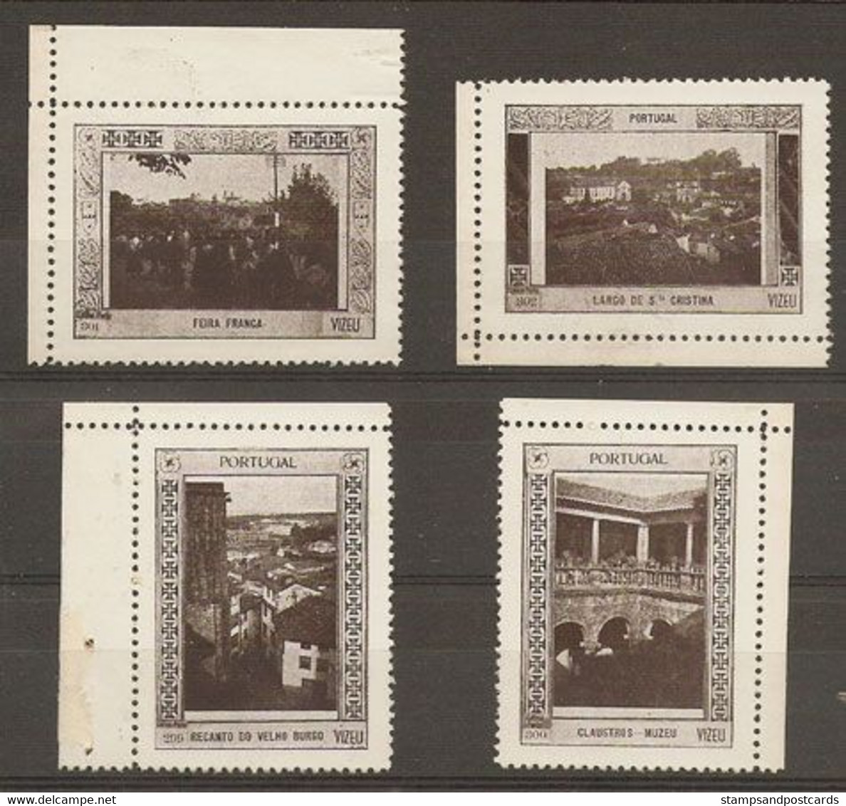 Portugal 8 Vignettes Touristiques Viseu Eglise Pont 8 Touristic Cinderellas Viseu Church Bridge - Local Post Stamps