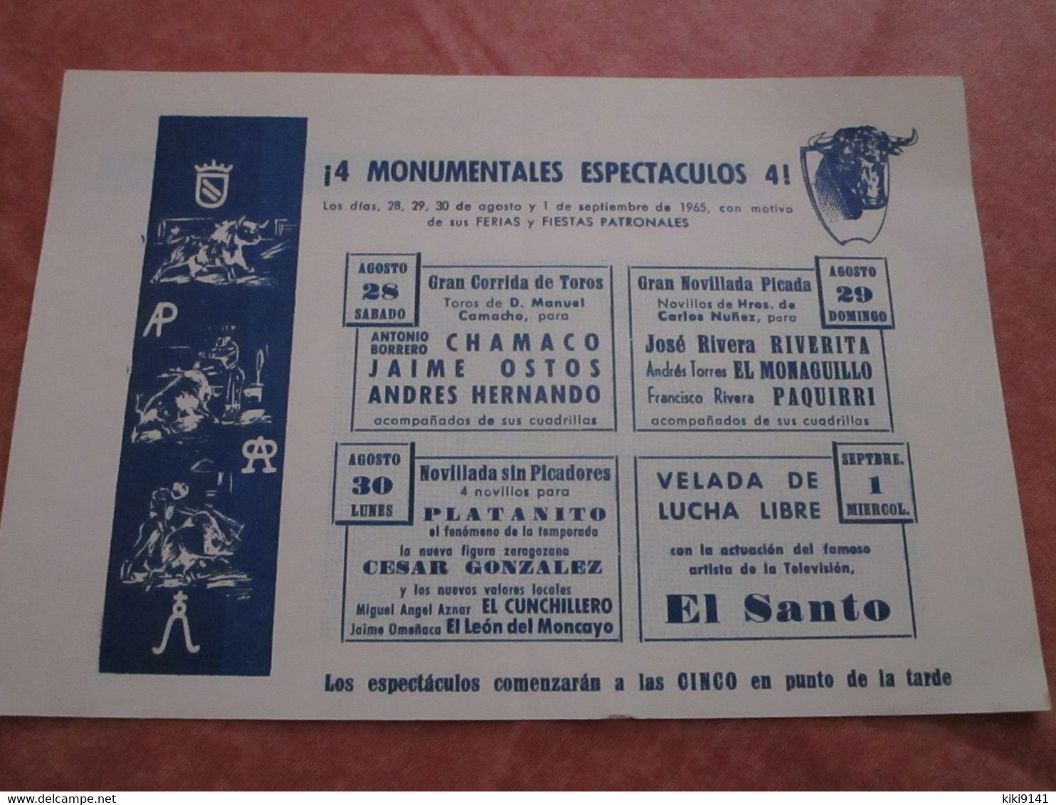 Toros De TARAZONA - Festejos Taurinos Para Las Fiestas Generales De La Ciudad - 28, 29 Y 30 De Agosto 1965 (programme) - Programme