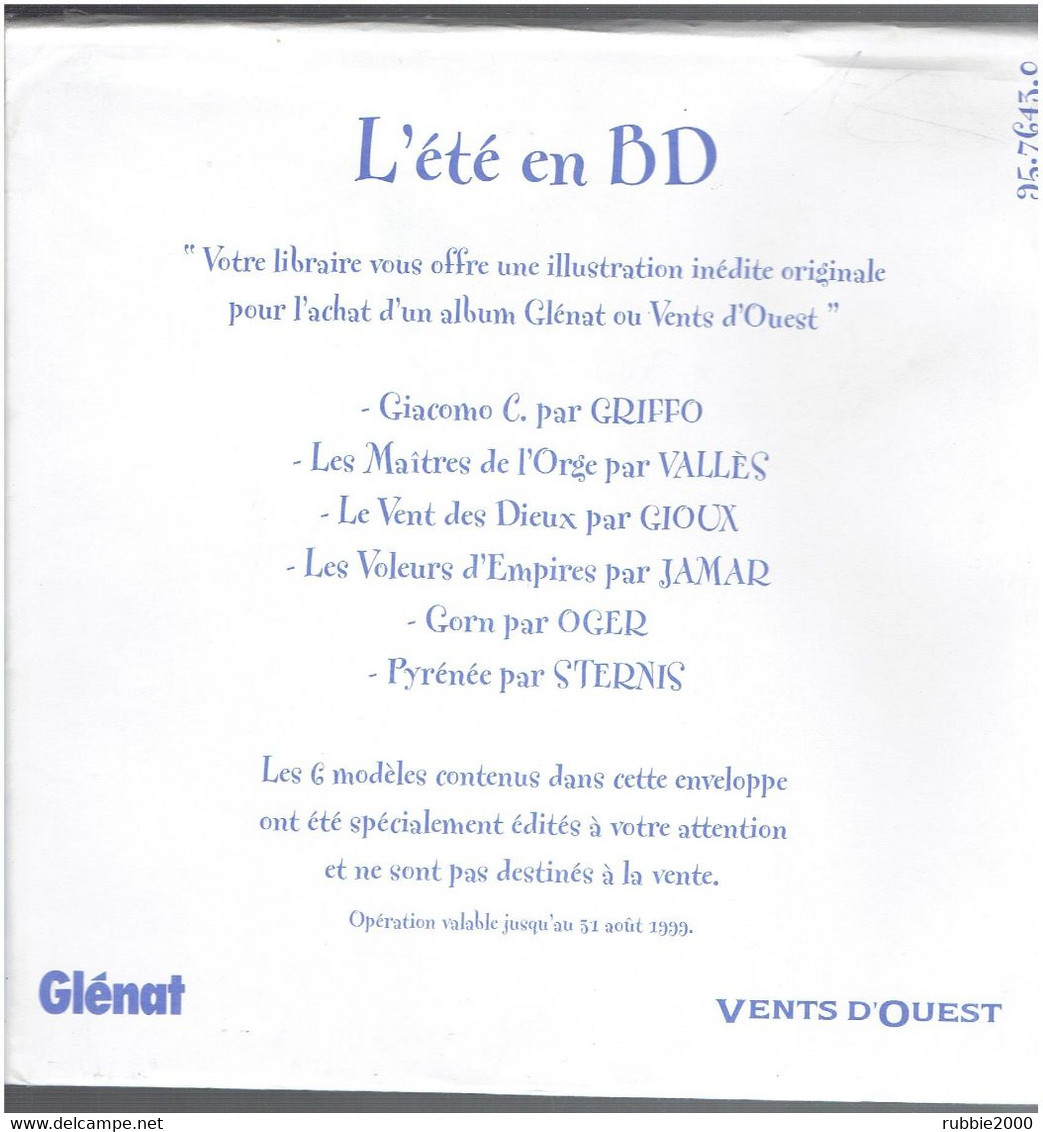 L ETE EN BD 1999 PORT FOLIO 6 GRAVURES EX LIBRIS GRIFFO VALLES GIOUX JAMAR OGER STERNIS EDITEUR GLENAT VENTS D OUEST