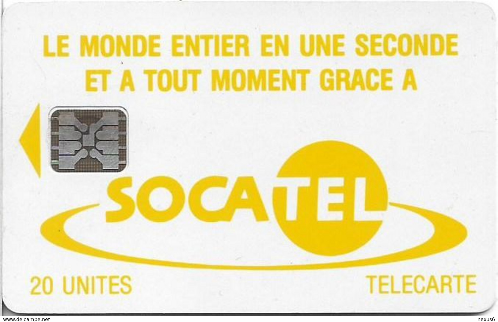 Central African Rep. - Socatel - Logo Yellow, SC5 (Cn. 00547), 20Units, Used - Zentralafrik. Rep.