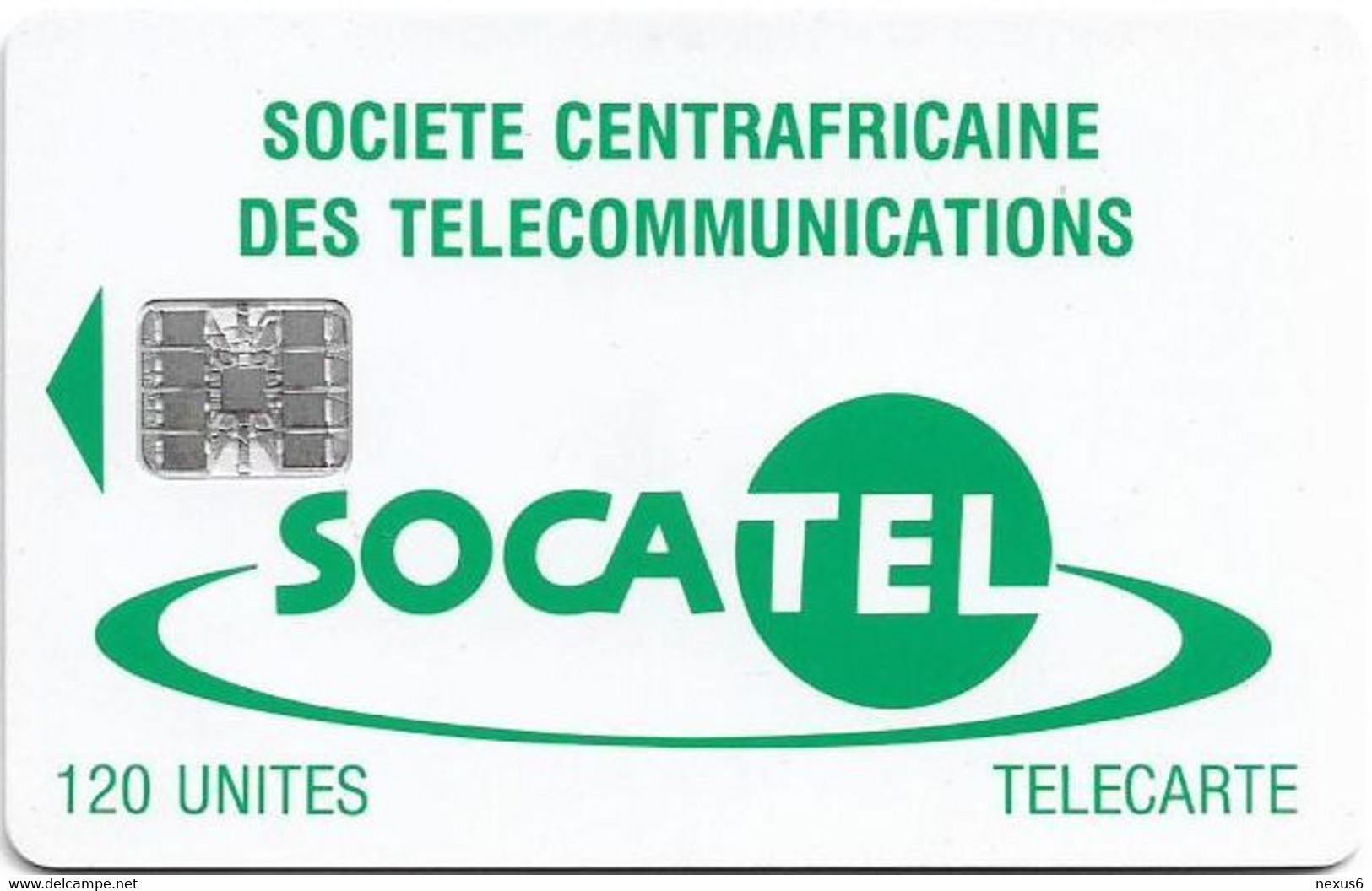 Central African Rep. - Socatel - Logo Green, Without Logo Moreno And Control Num, SC7, 120Units, Used - Repubblica Centroafricana