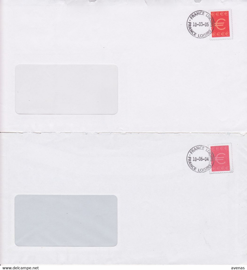 Lot 2 Lettres Pseudo Enveloppe Entier Prêt à Poster FRANCE LOISIRS 2004 + 2005 Timbre Euros € - Pseudo Privé-postwaardestukken