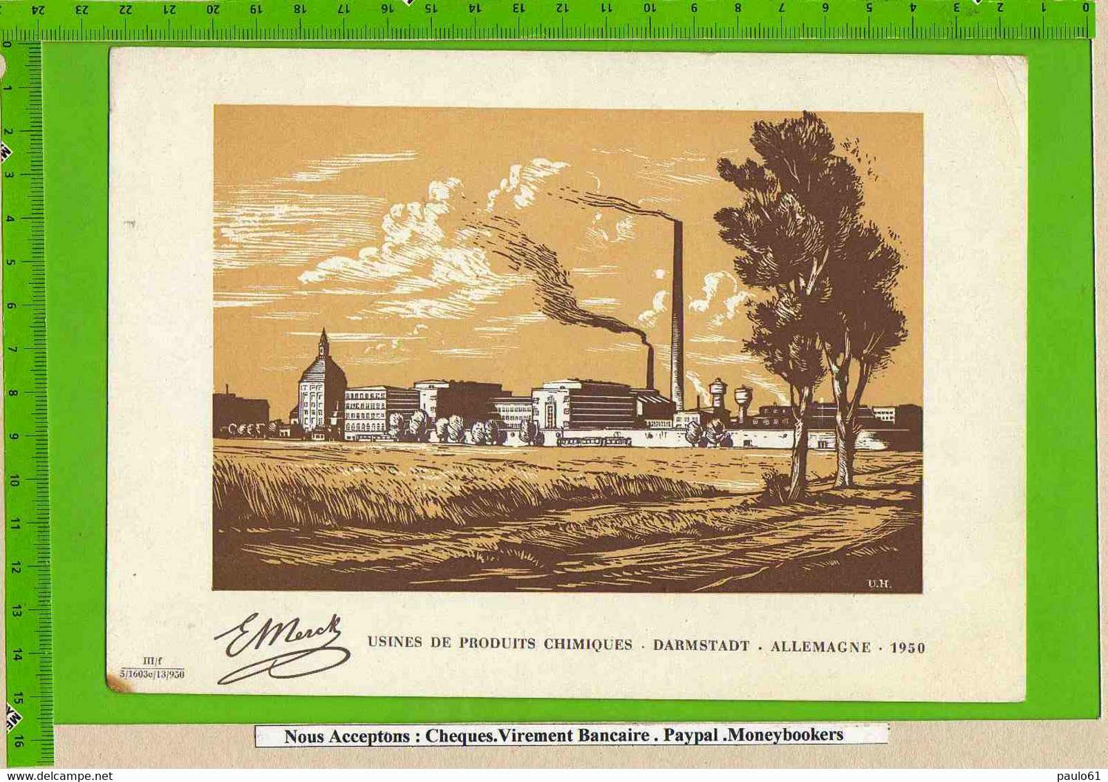 BUVARD  :Usine De Produits Chimiques DARMSTADT Allemagne 1950 - Landbouw