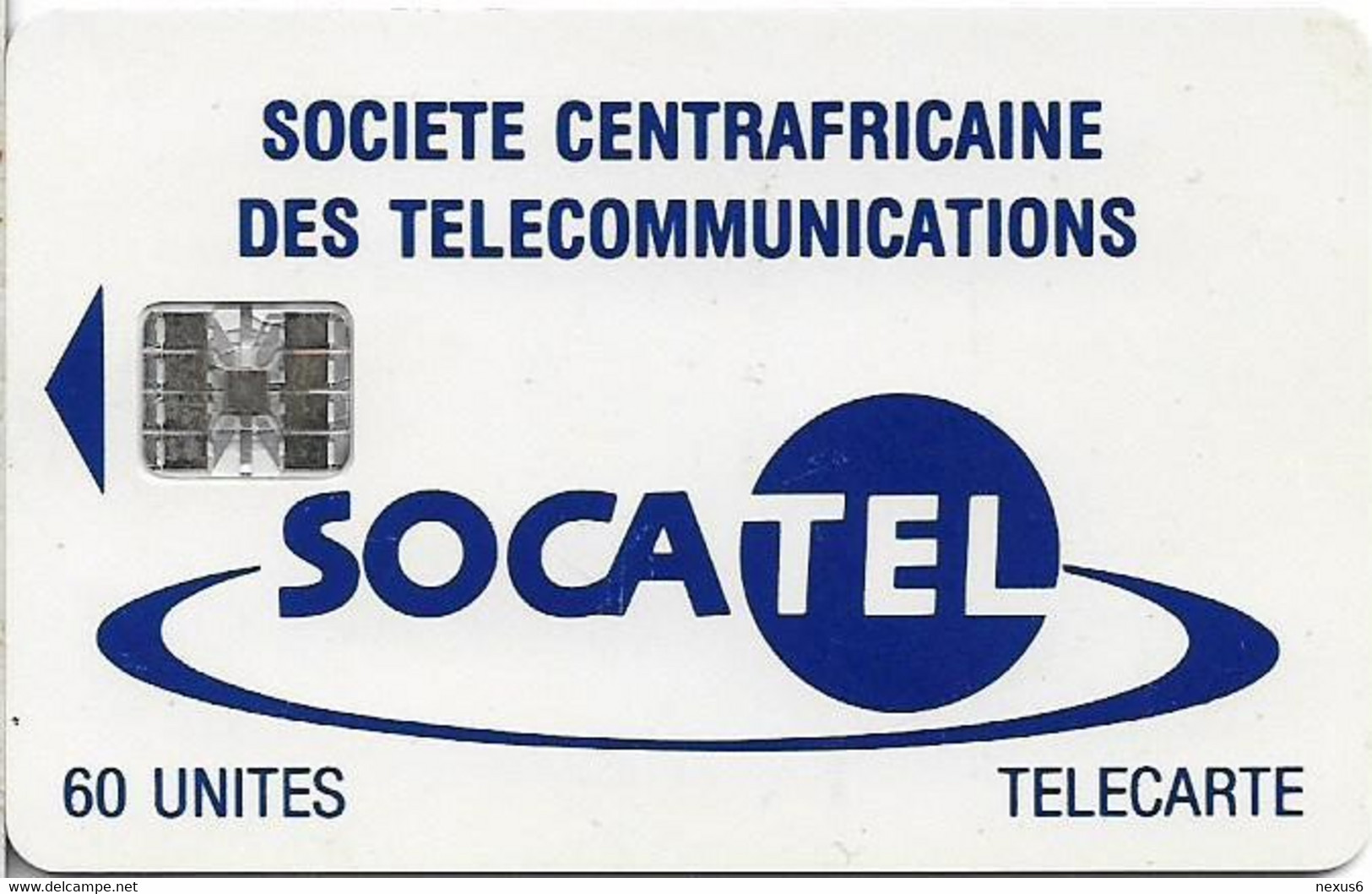 Central African Rep. - Socatel - Logo Blue, With Moreno, (Cn. C4A147090 Red), SC7, 60Units, Used - Central African Republic