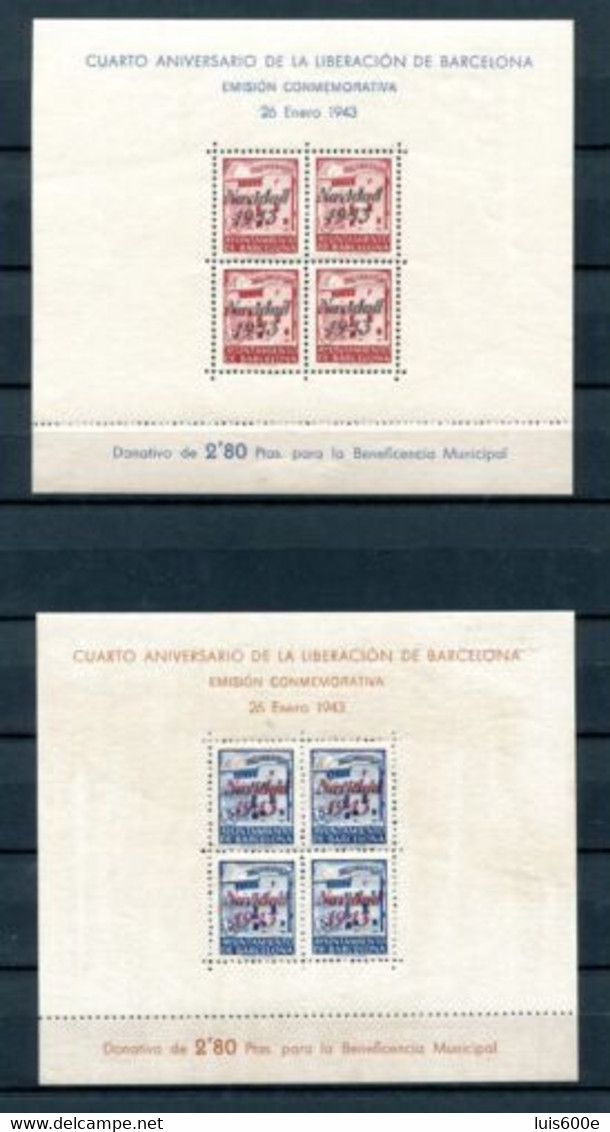 1943.ESPAÑA.BARCELONA.EDIFIL 53/54**.NUEVAS SIN FIJASELLOS(MNH).CATALOGO 96€ - Barcelona