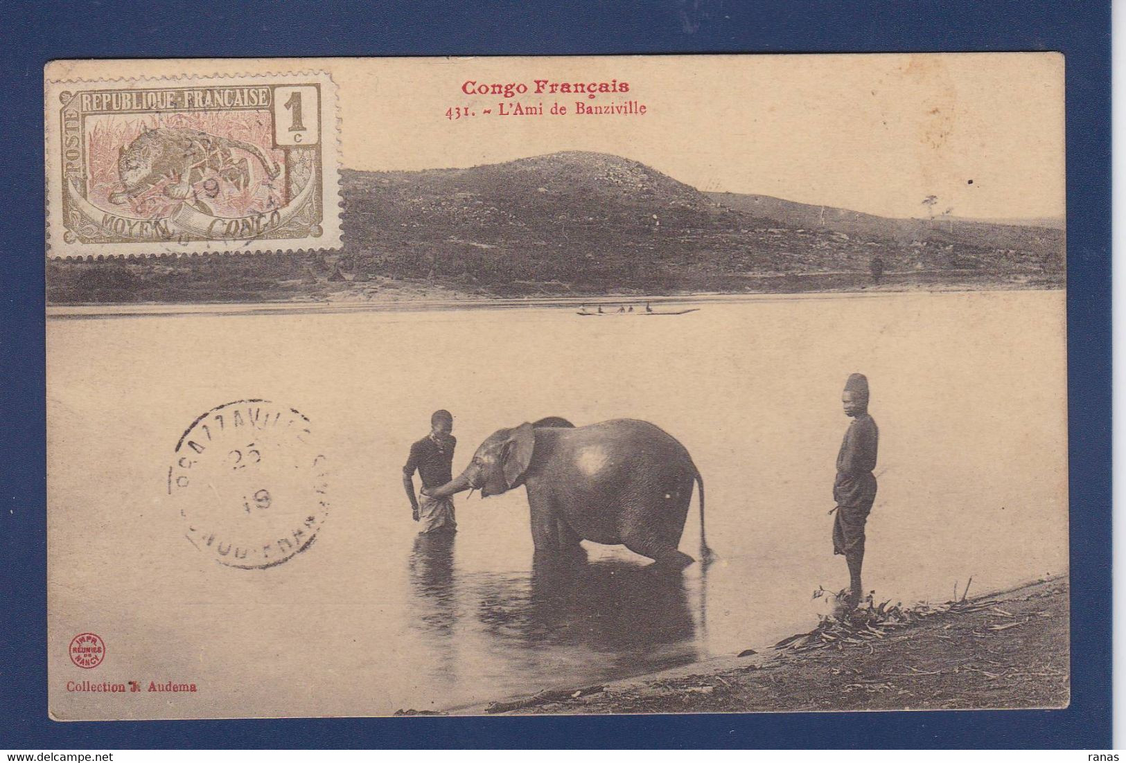 CPA éléphant Congo Français Afrique Noire Timbré Non Circulé - Elephants