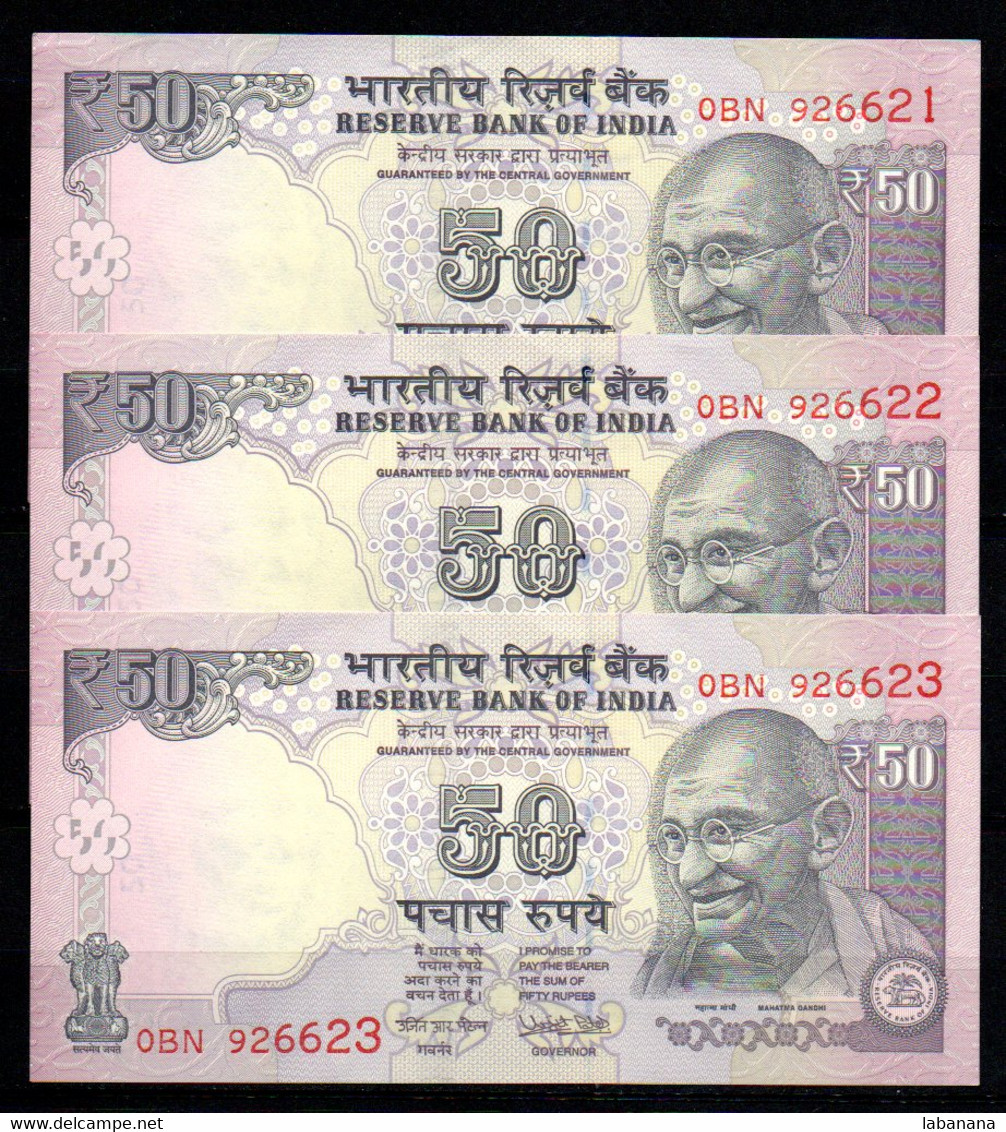 659-Inde 3 Billets De 50 Rupees 2016 OBN926 Se Suivant Neuf/unc - Inde