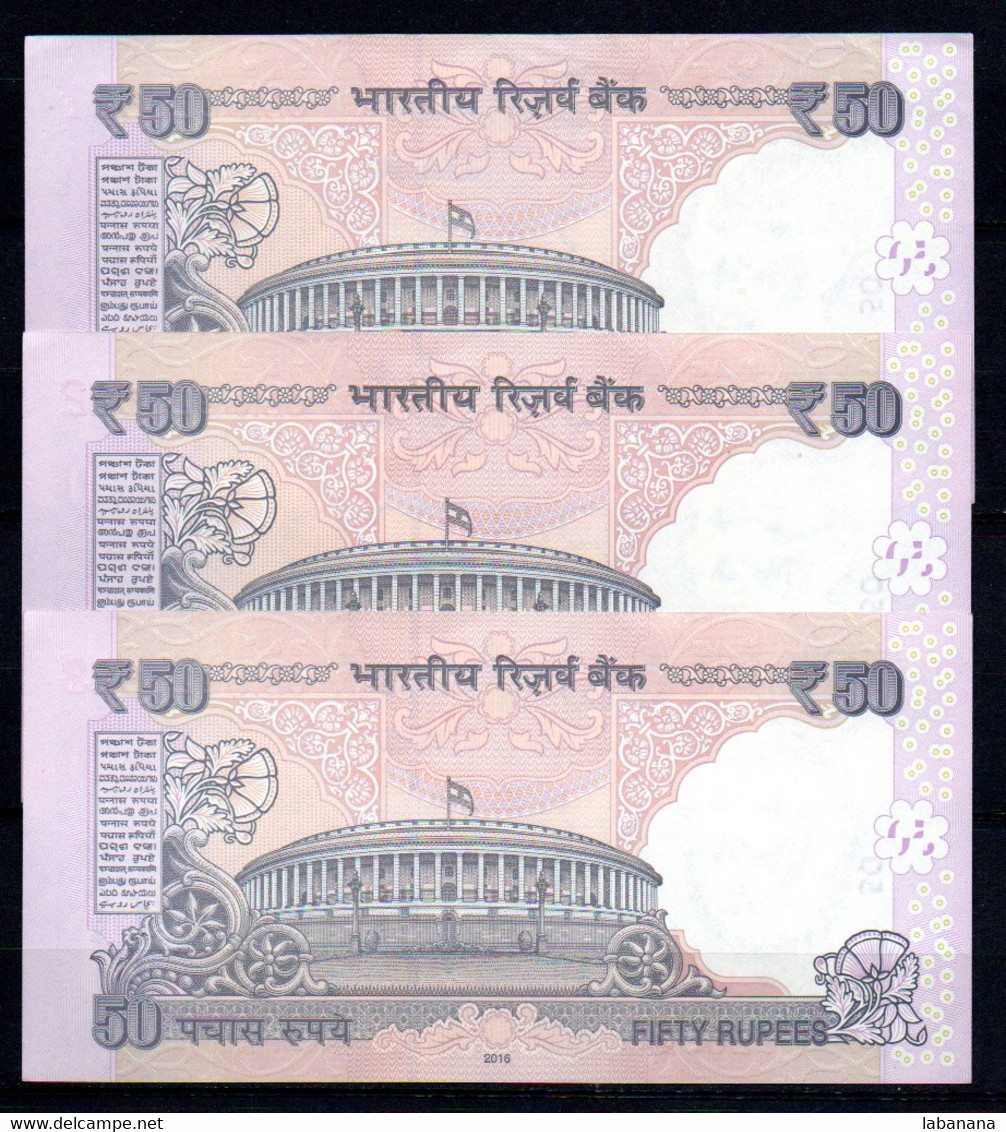 659-Inde 3 Billets De 50 Rupees 2016 OBN926 Se Suivant Neuf/unc - Inde