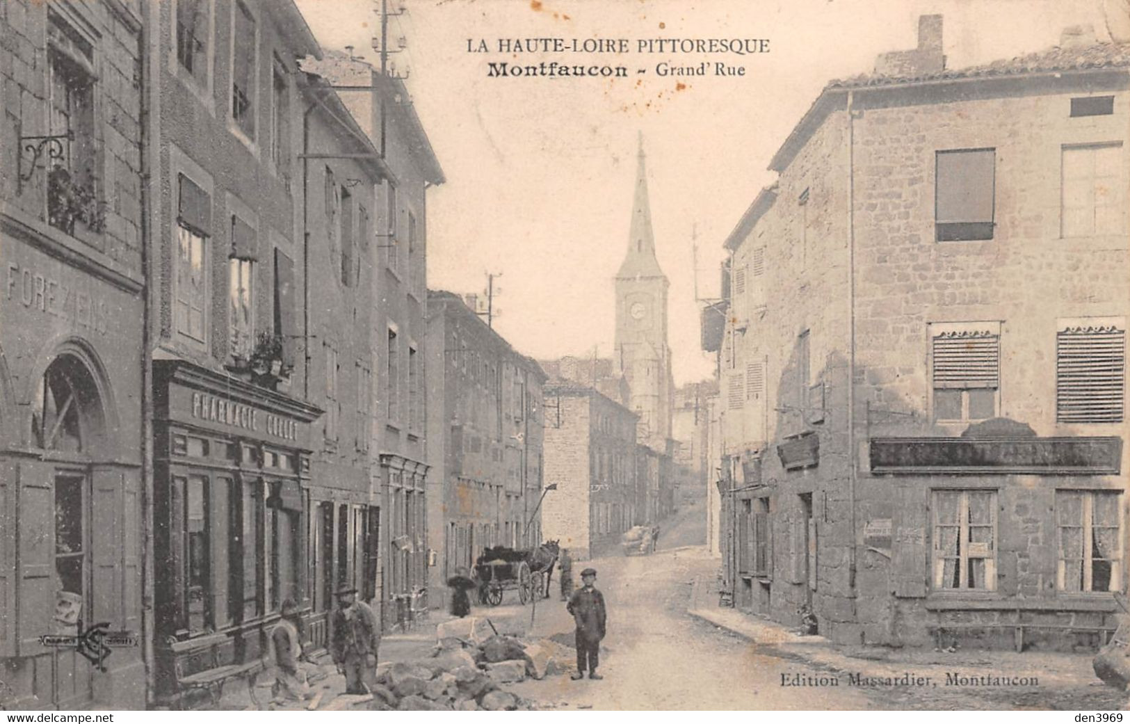 MONTFAUCON-en-VELAY (Haute-Loire) - Grand' Rue - Pharmacie Collet, Travaux Sur La Voirie - Montfaucon En Velay